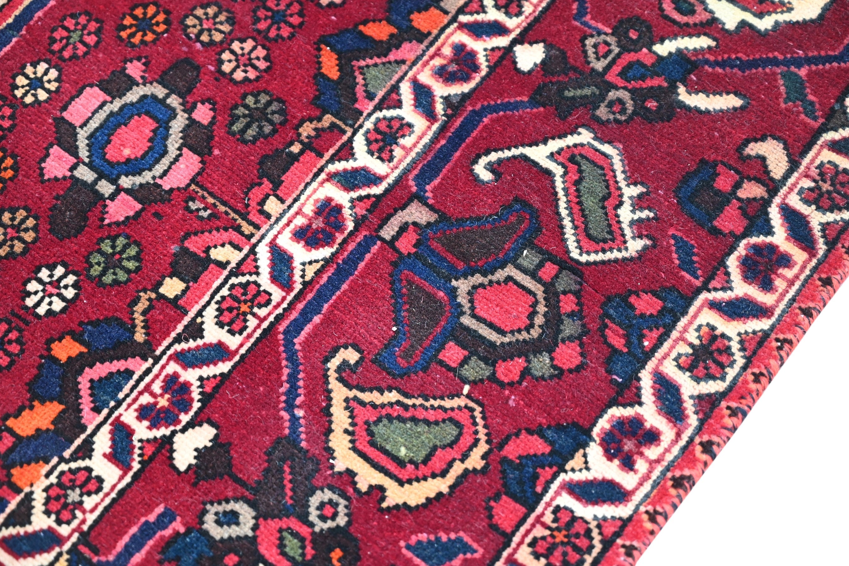 Persian Bakhtiari oversized rug in burgundy and deep red, view 6 of 18