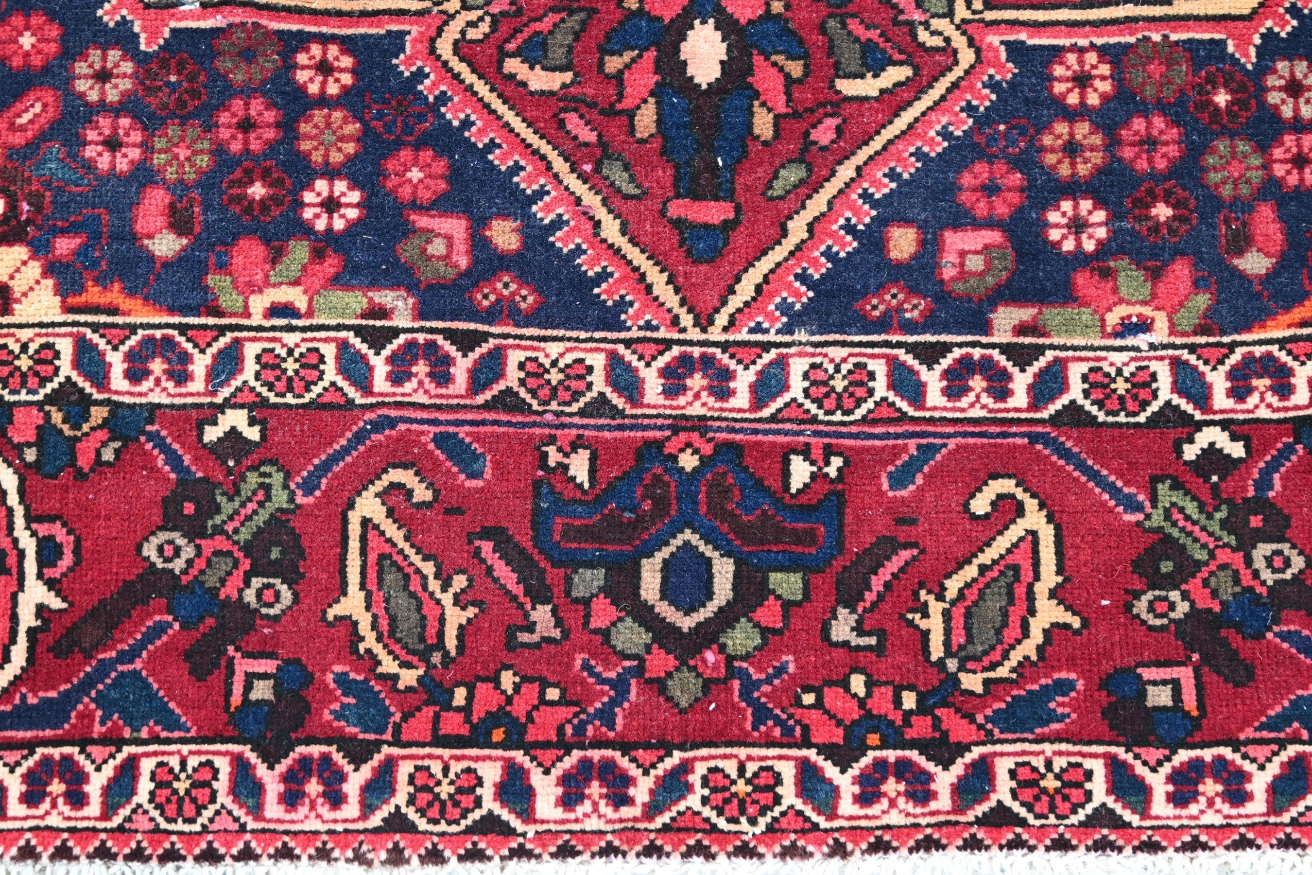 Persian Bakhtiari oversized rug in burgundy and deep red, view 9 of 18