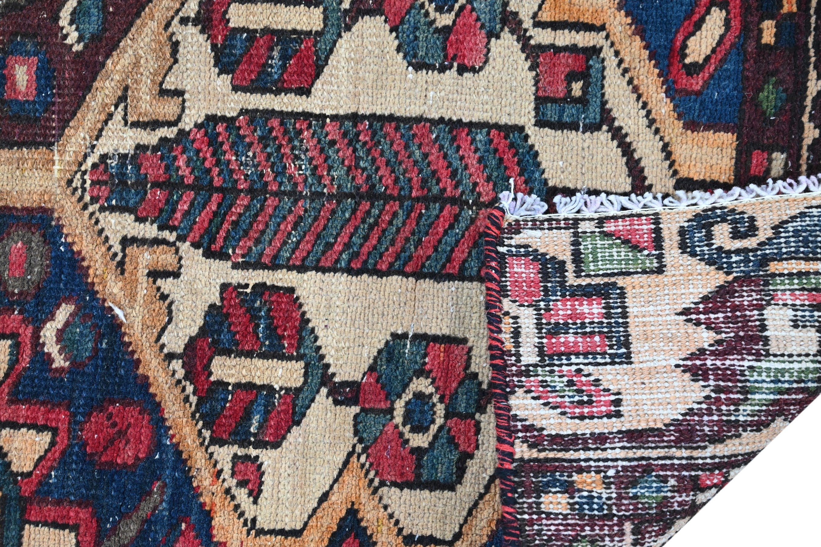 Persian Bakhtiari area rug in dark brown and cream, view 17 of 17