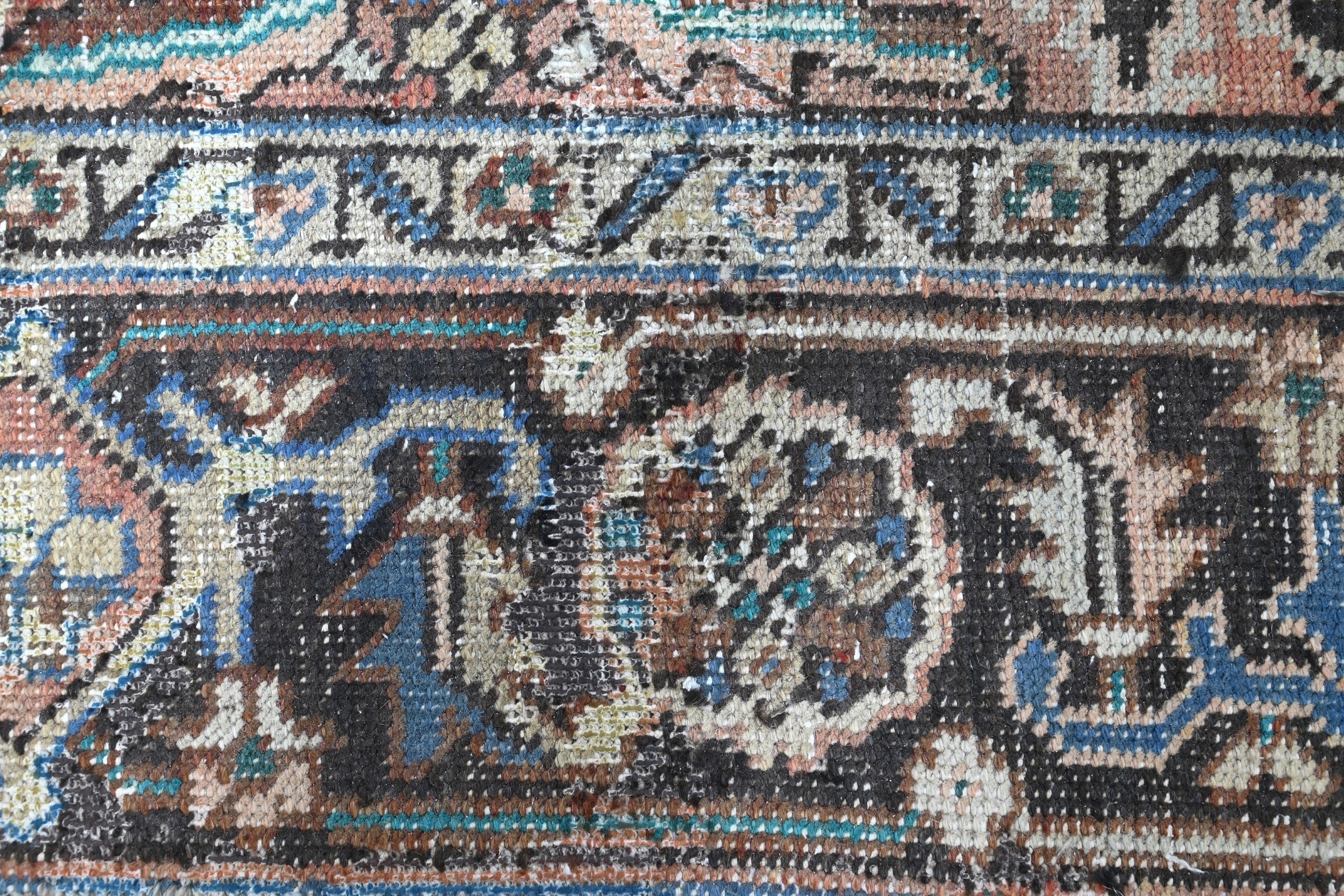 Persian Heriz area rug in terracotta and navy, view 12 of 21