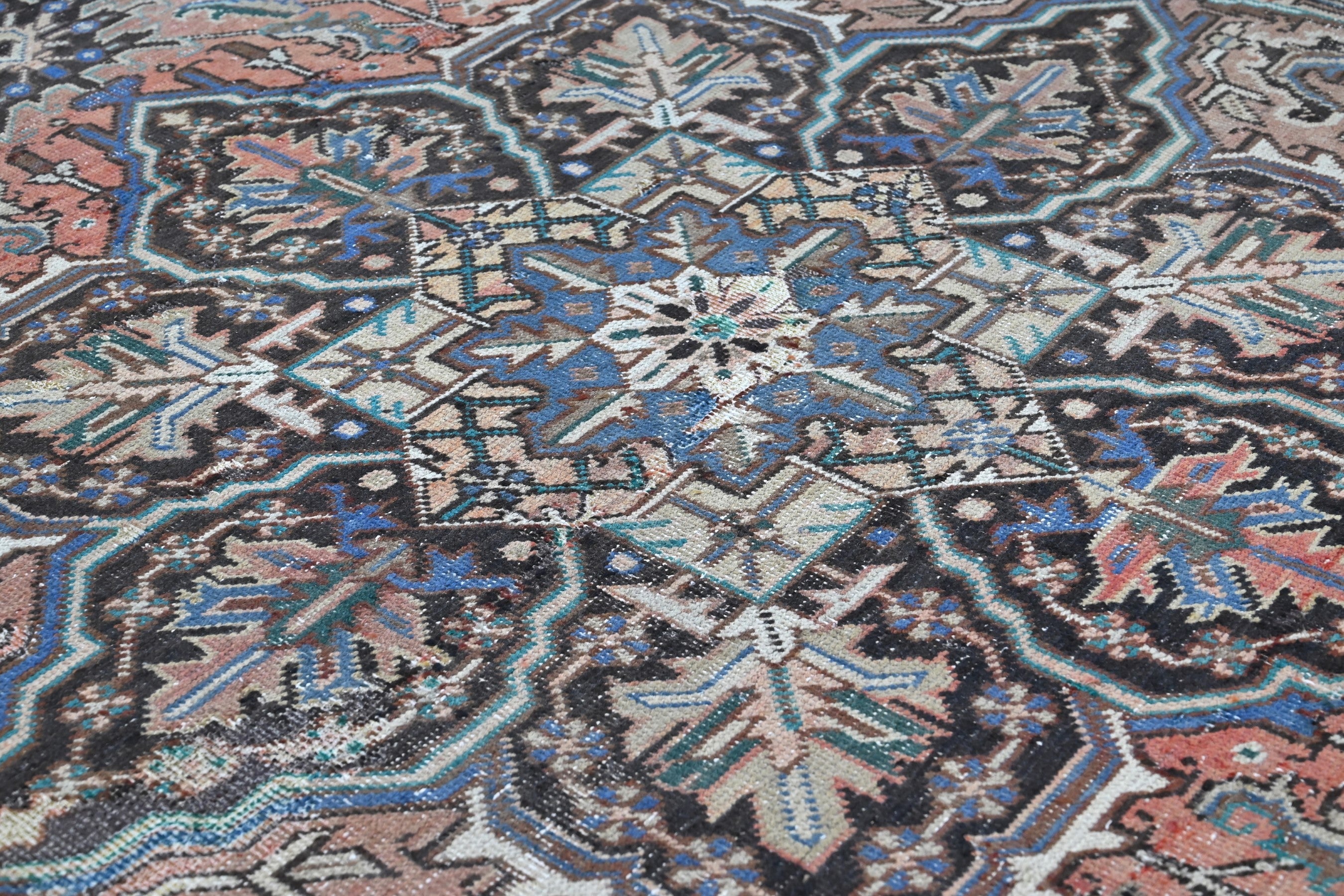 Persian Heriz area rug in terracotta and navy, view 13 of 21