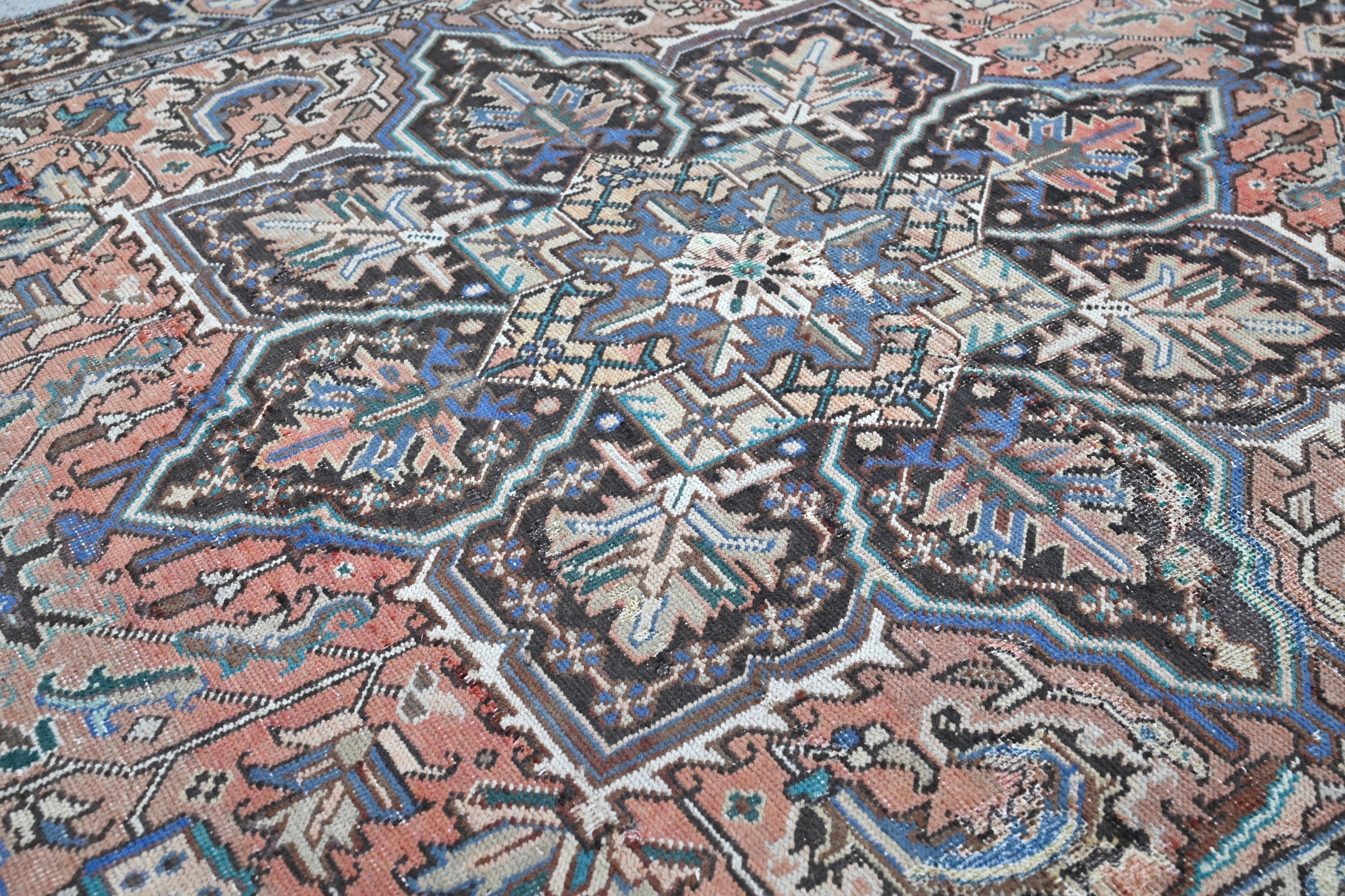 Persian Heriz area rug in terracotta and navy, view 14 of 21
