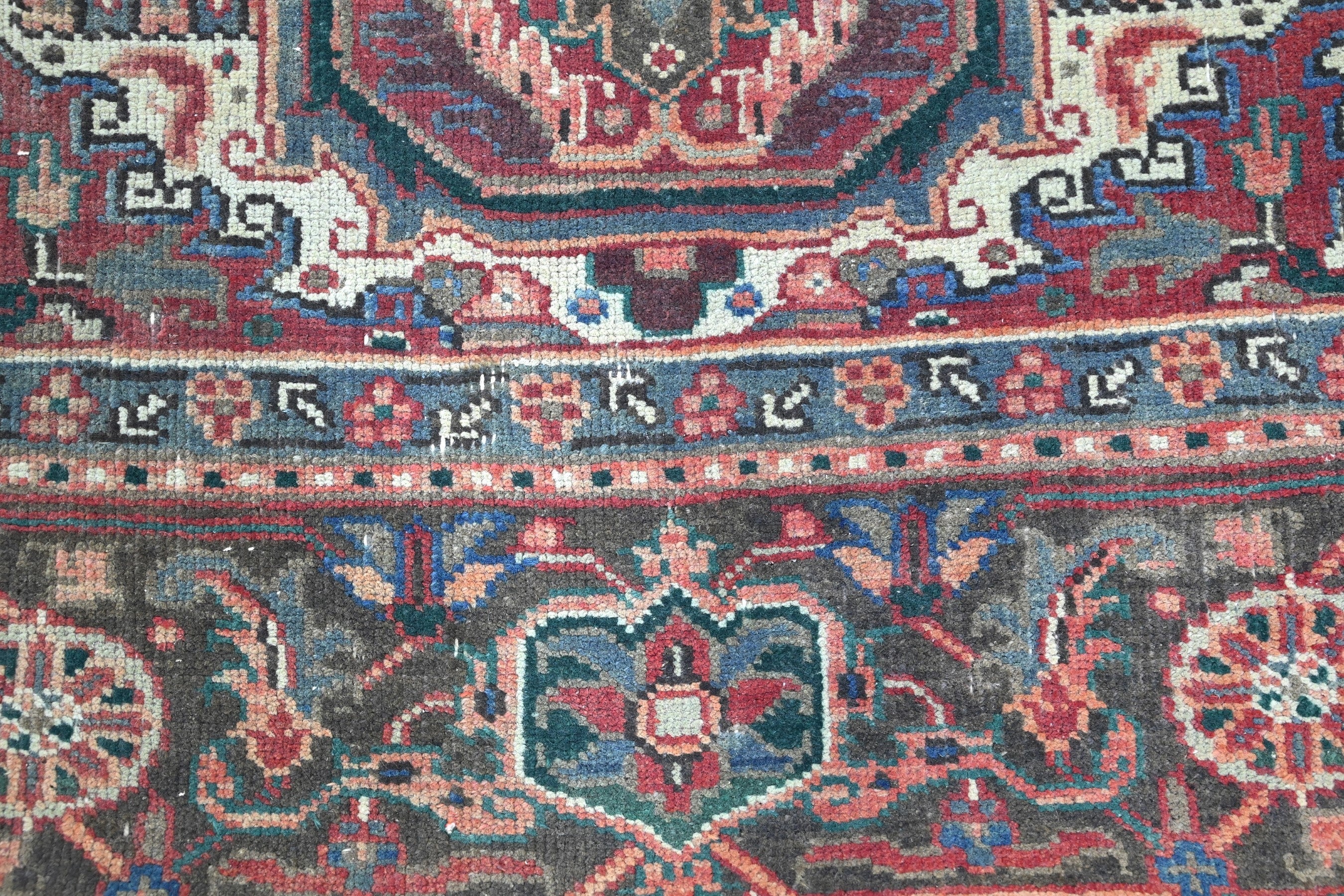 Persian Heriz area rug in burgundy and cream, view 10 of 23