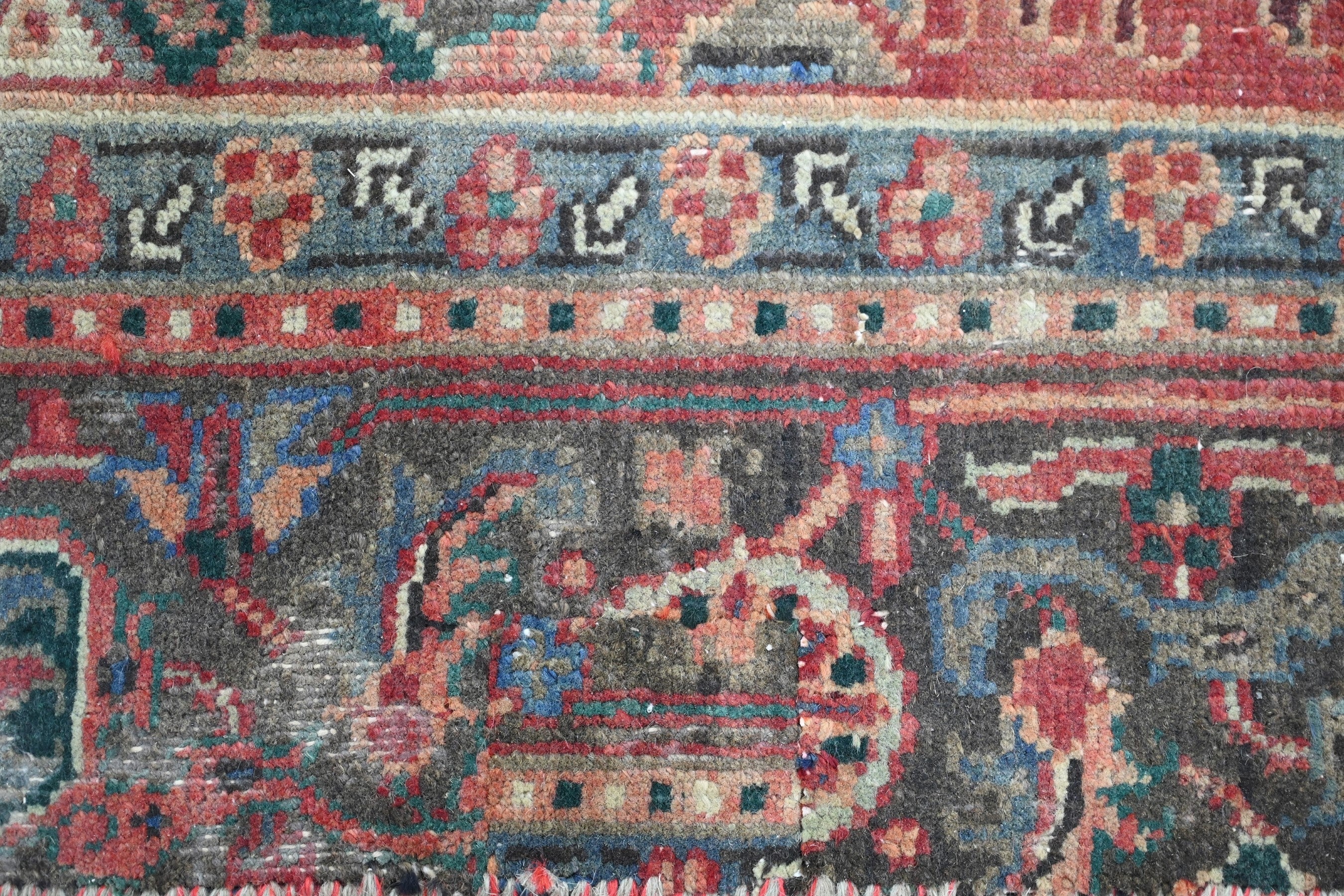 Persian Heriz area rug in burgundy and cream, view 17 of 23