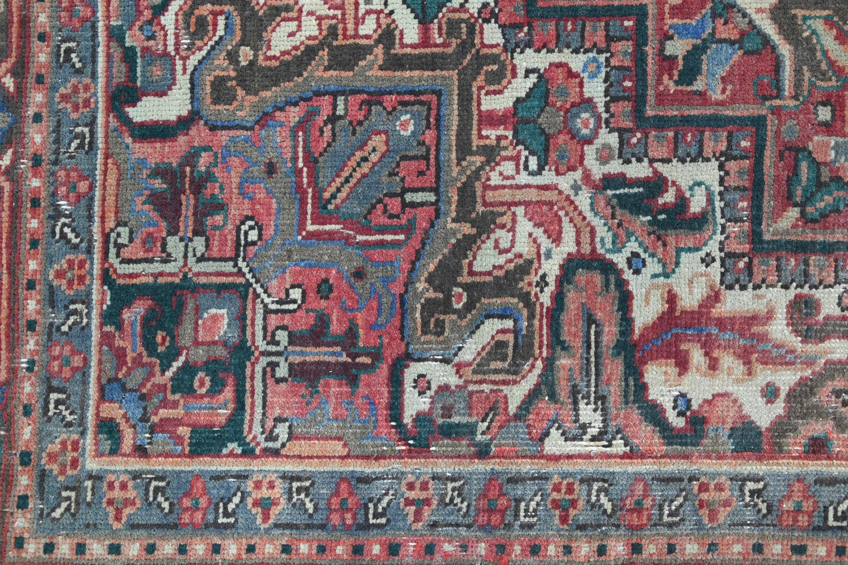 Persian Heriz area rug in burgundy and cream, view 8 of 23