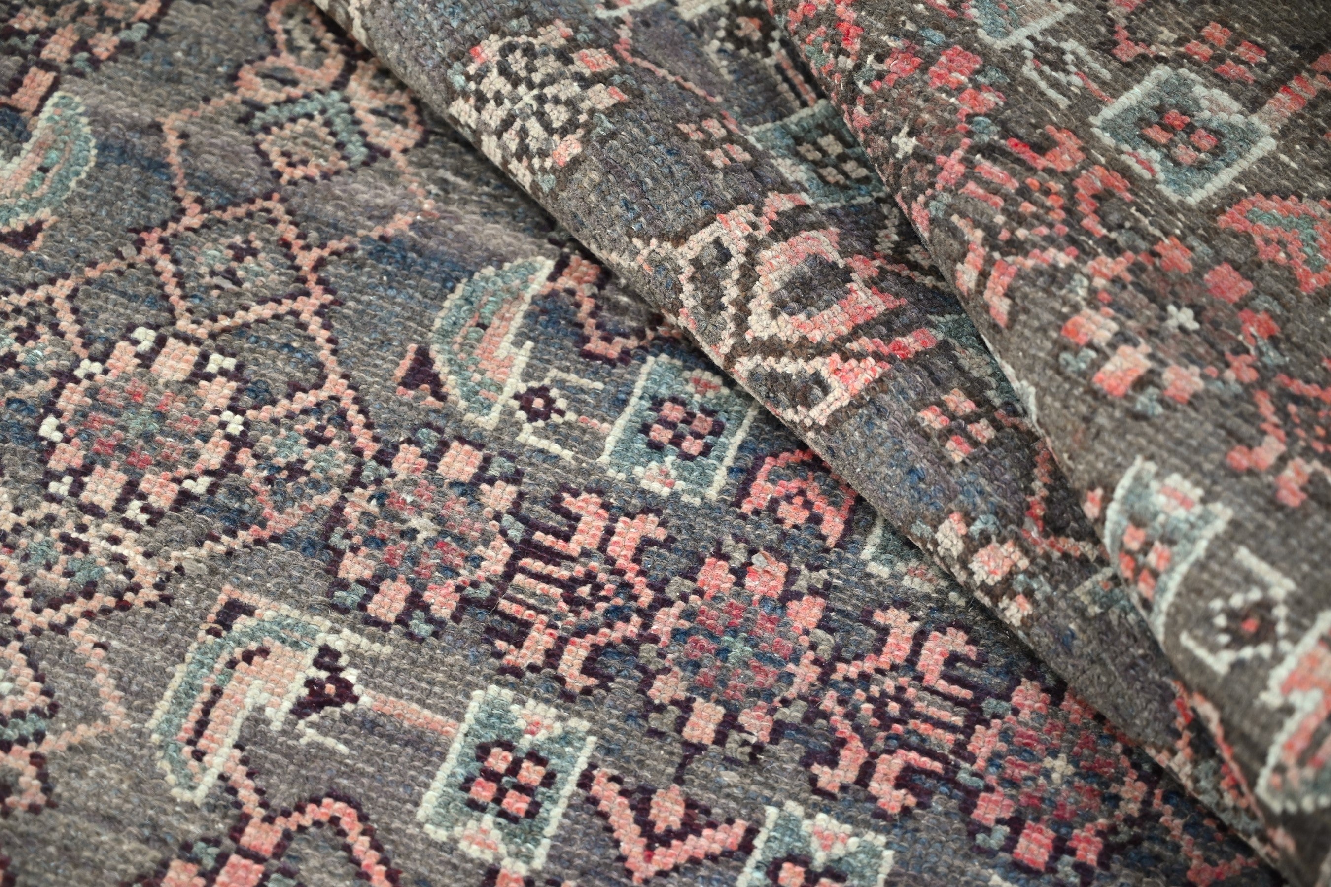 Persian Birjand runner rug in dark brown and taupe, view 14 of 18