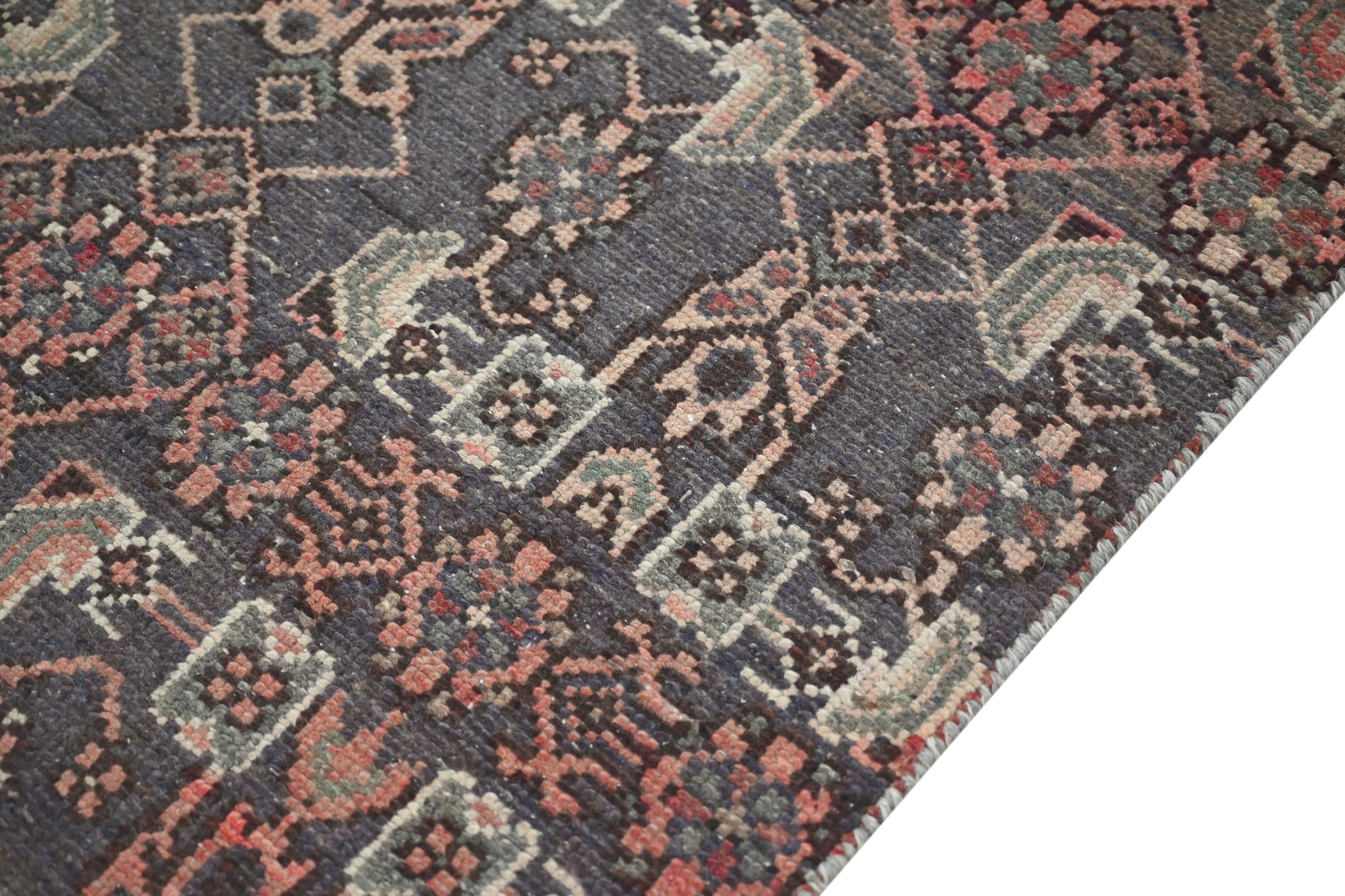 Persian Birjand runner rug in dark brown and taupe, view 5 of 18
