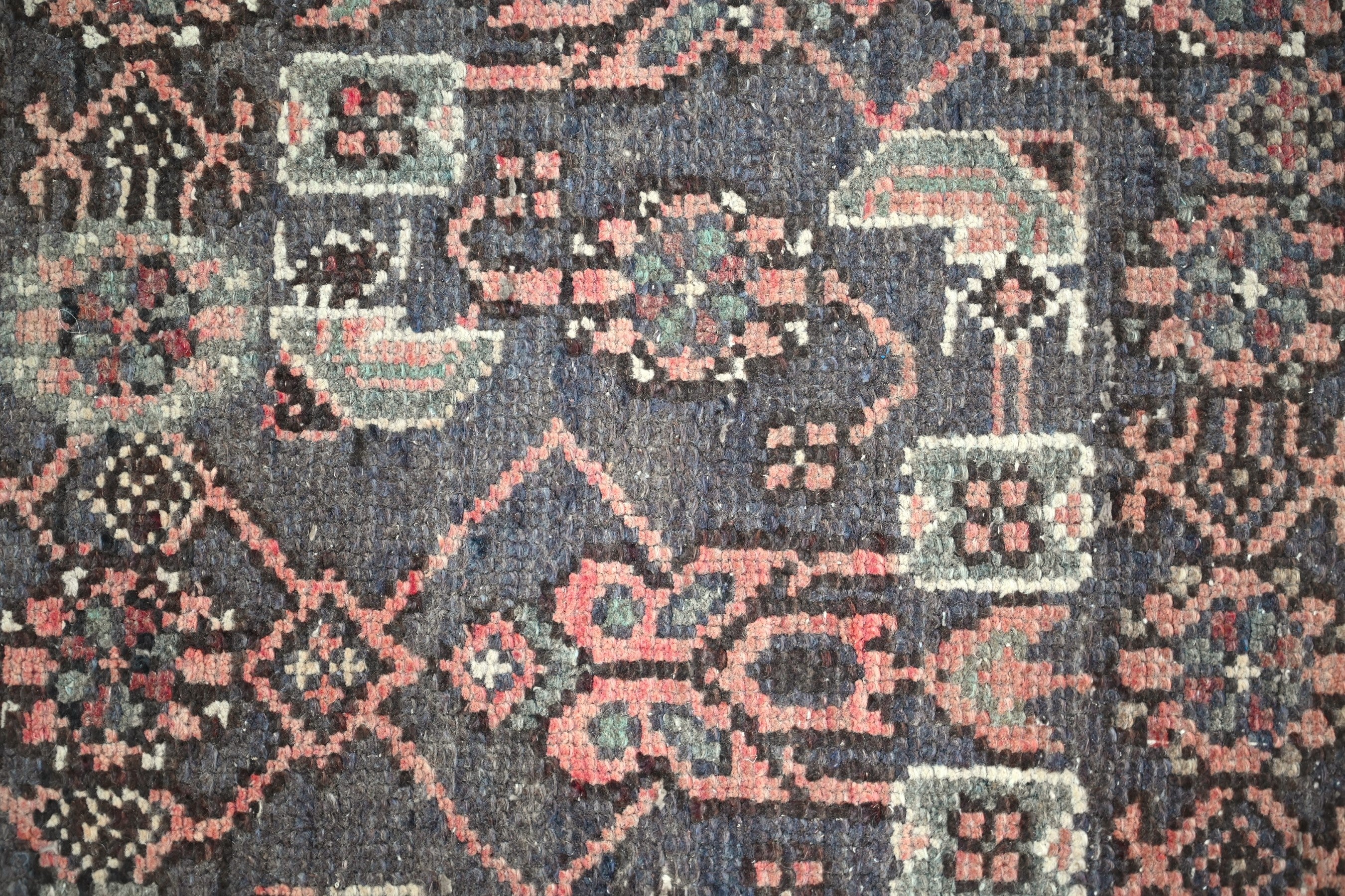 Persian Birjand runner rug in dark brown and taupe, view 7 of 18