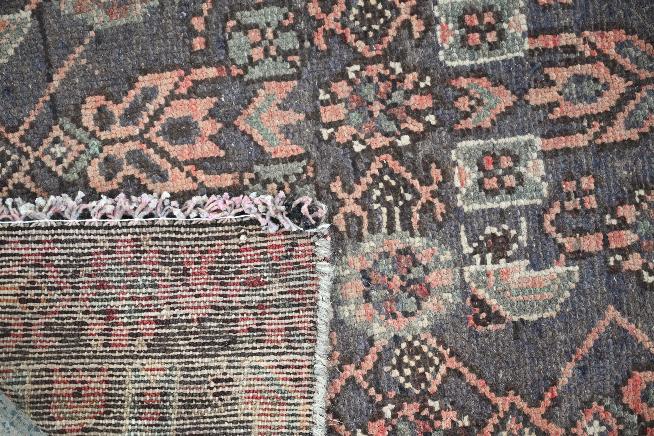 Persian Birjand runner rug in dark brown and taupe, view 18 of 18