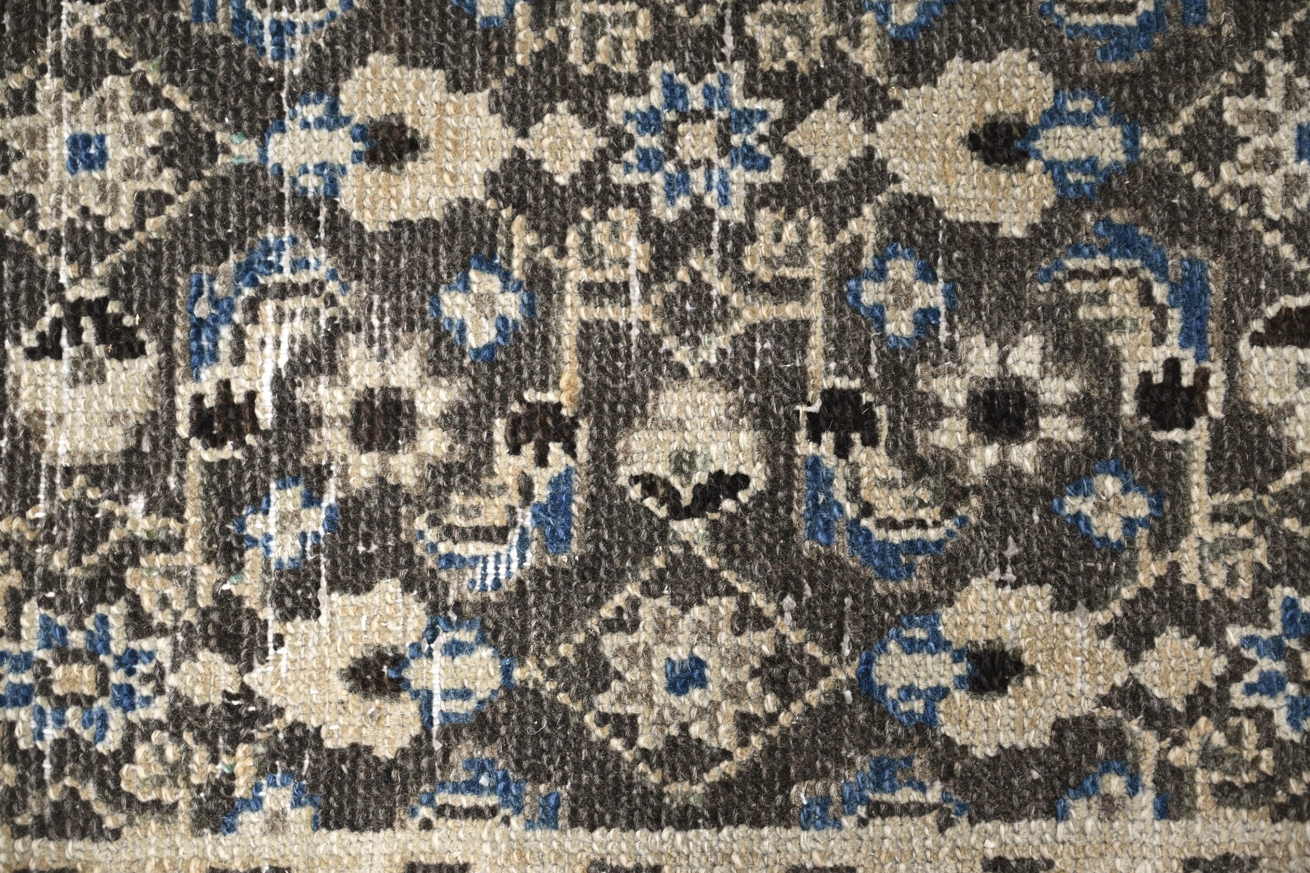 Persian Birjand runner rug in charcoal and cream, view 9 of 19