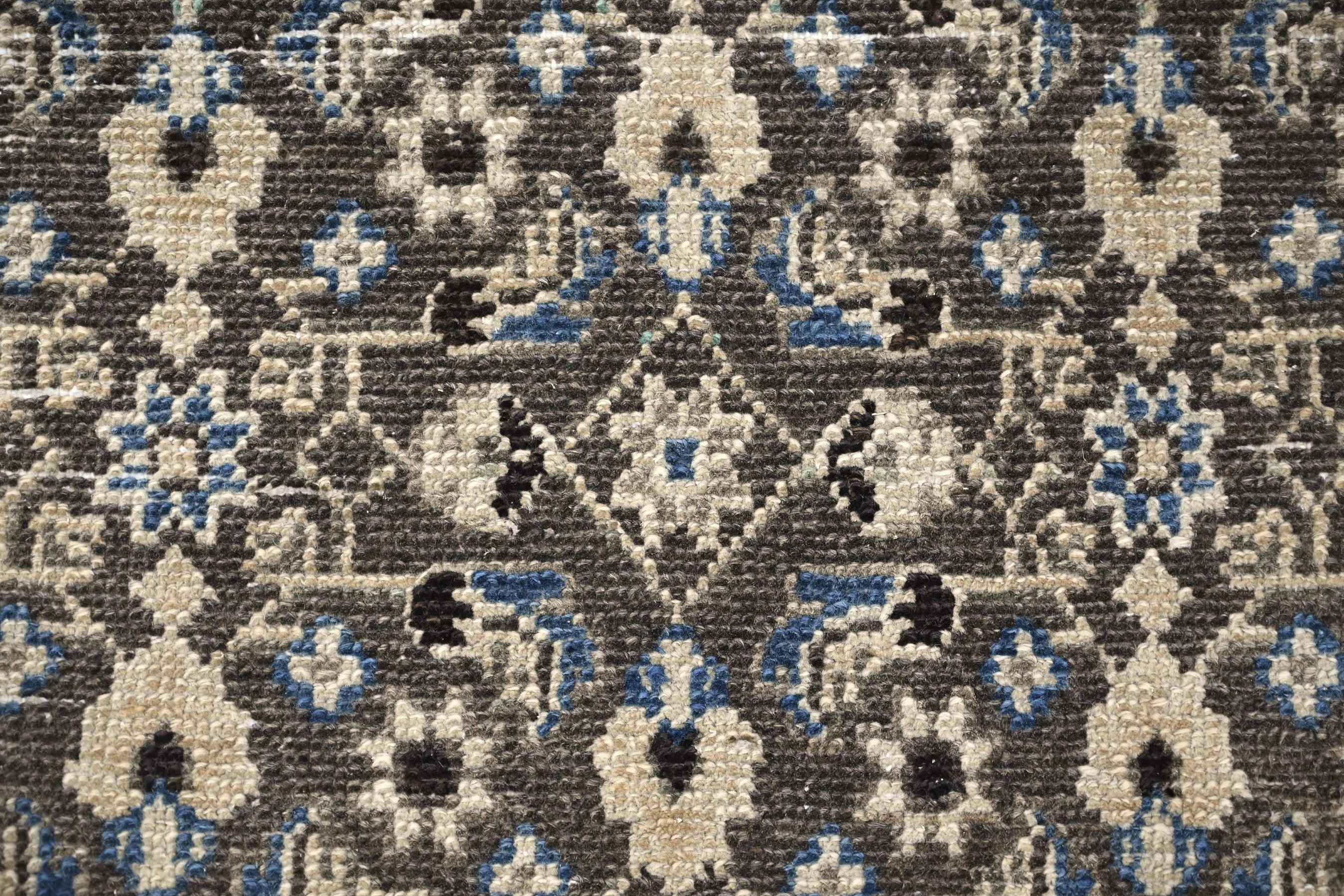Persian Birjand runner rug in charcoal and cream, view 10 of 19