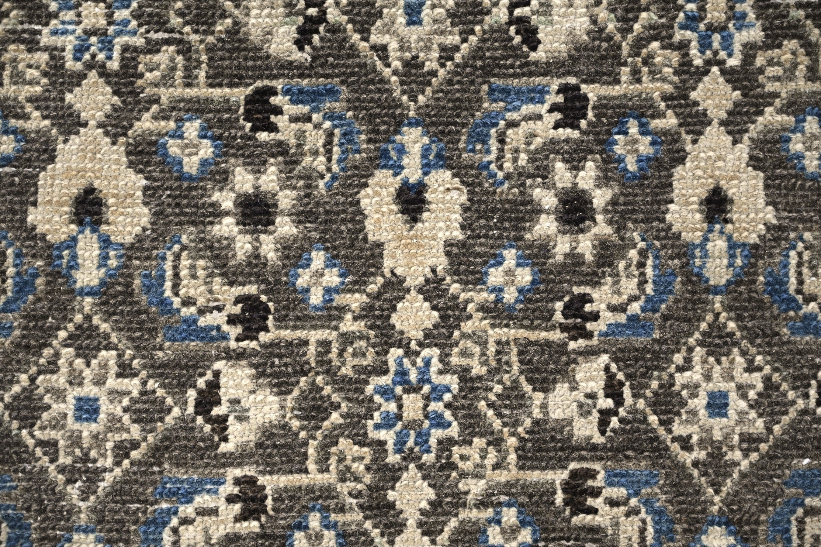 Persian Birjand runner rug in charcoal and cream, view 14 of 19
