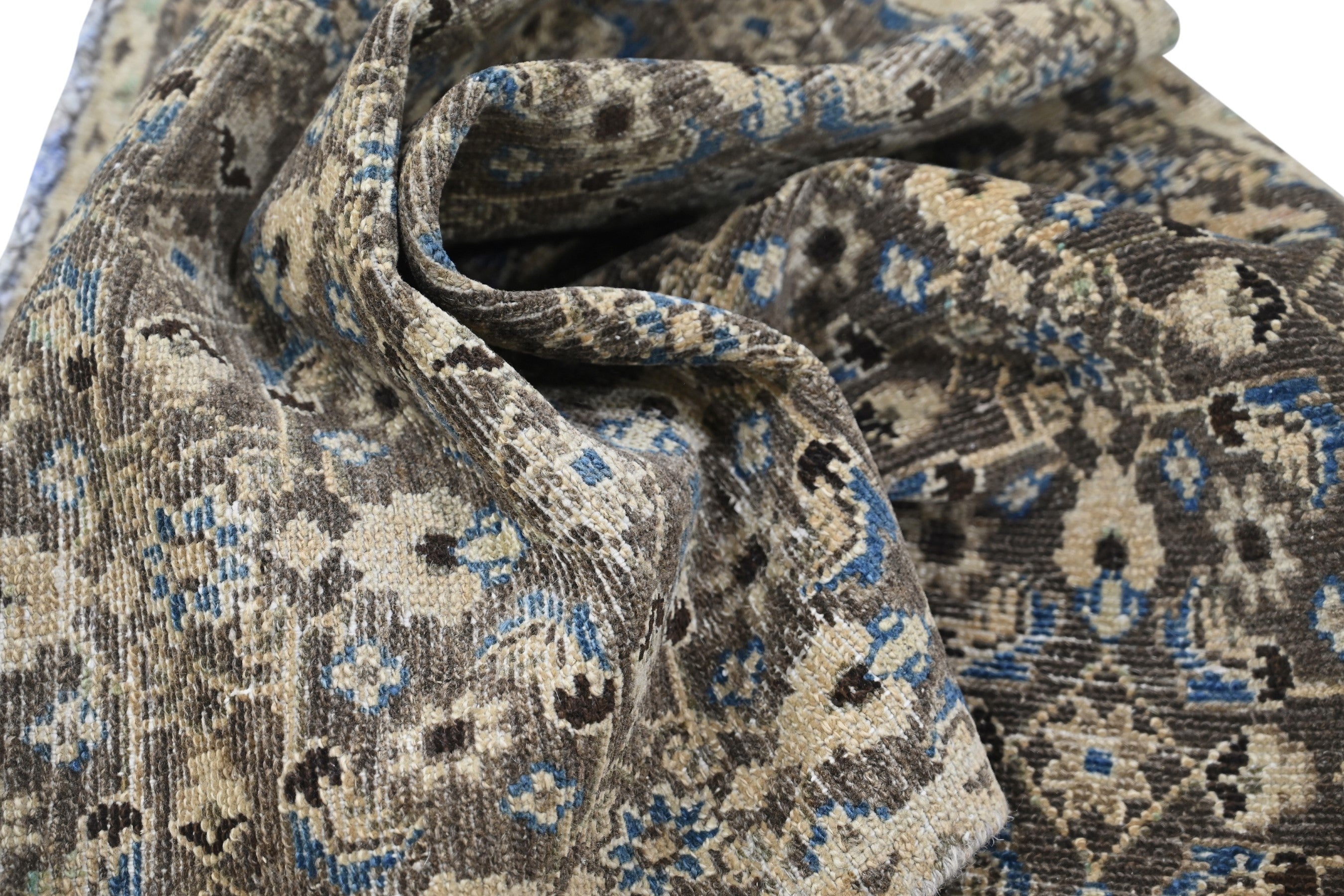 Persian Birjand runner rug in charcoal and cream, view 16 of 19