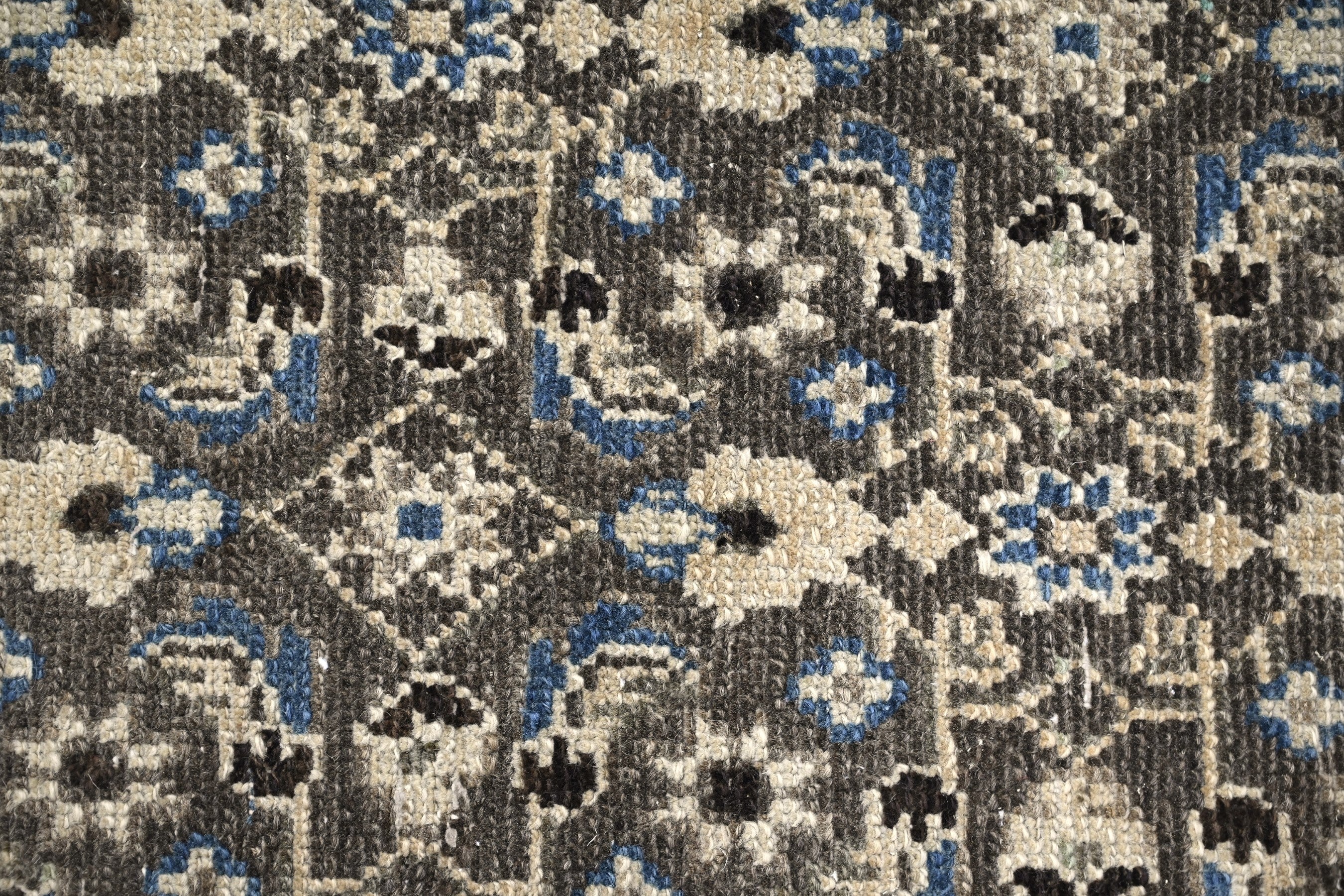 Persian Birjand runner rug in charcoal and cream, view 7 of 19