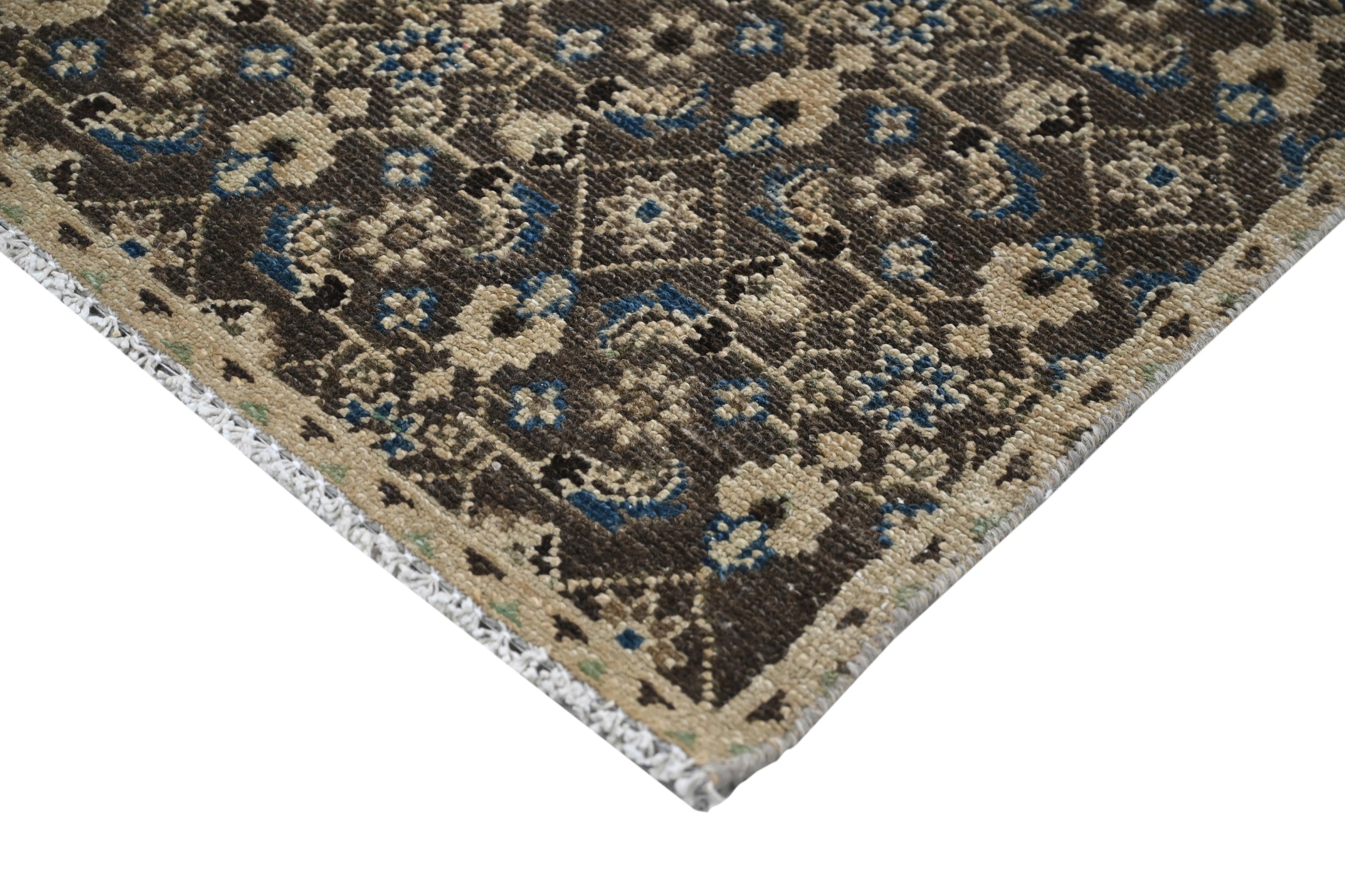 Persian Birjand runner rug in charcoal and cream, view 8 of 19