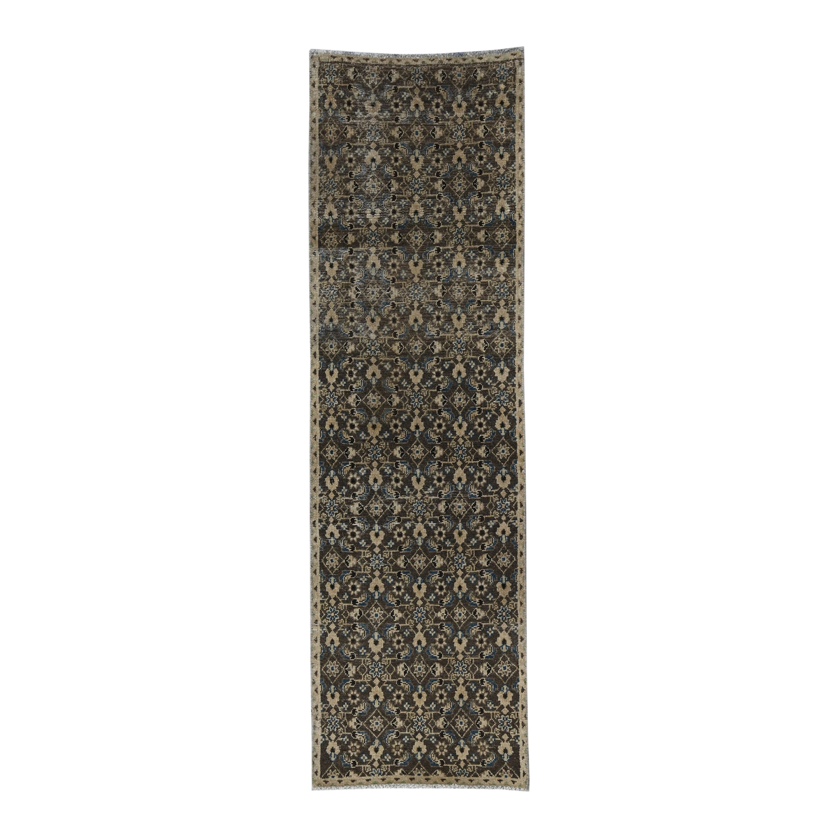 Persian Birjand runner rug in charcoal and cream, 2'4" x 8'