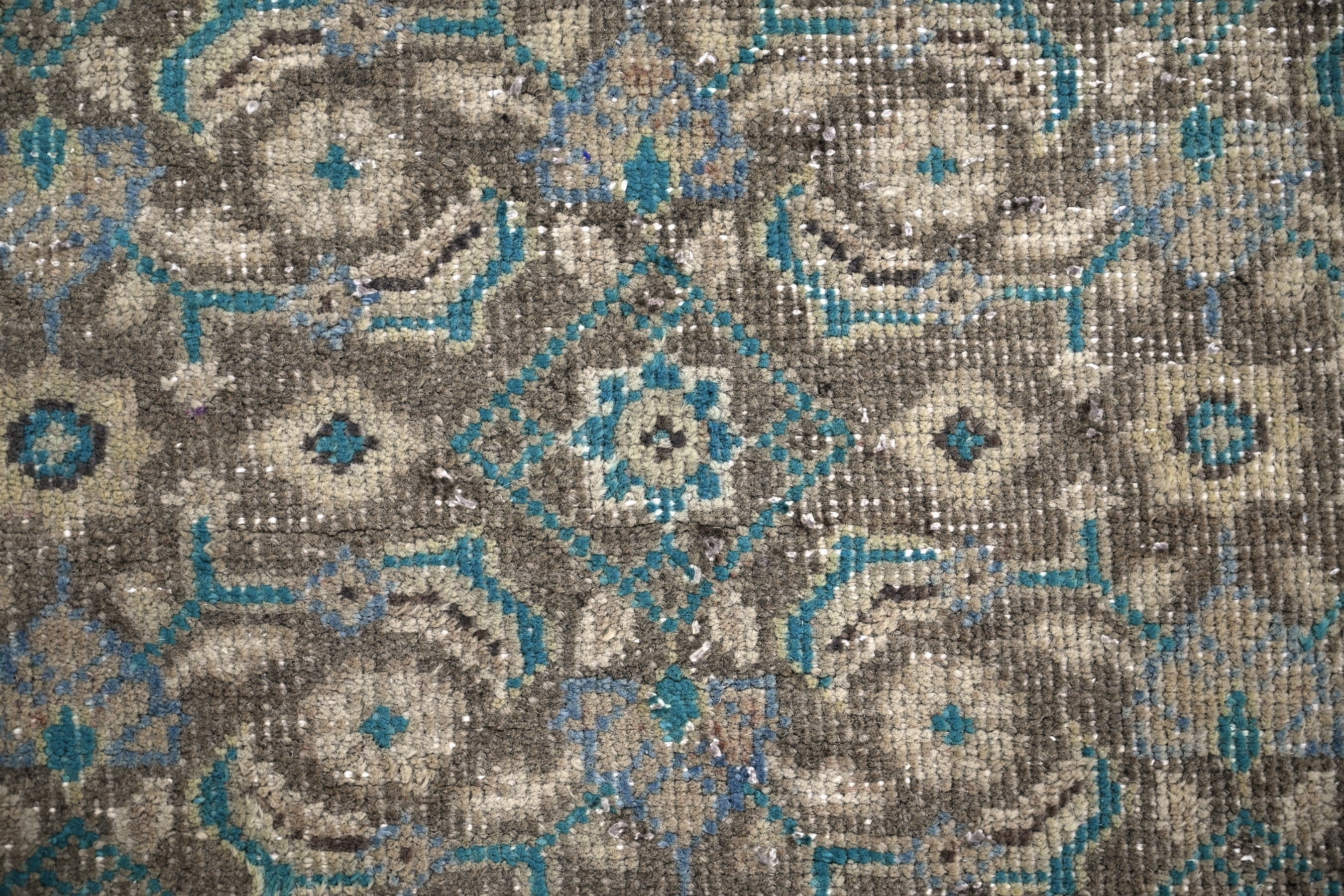 Persian Mahal runner rug in teal and rust, view 10 of 21