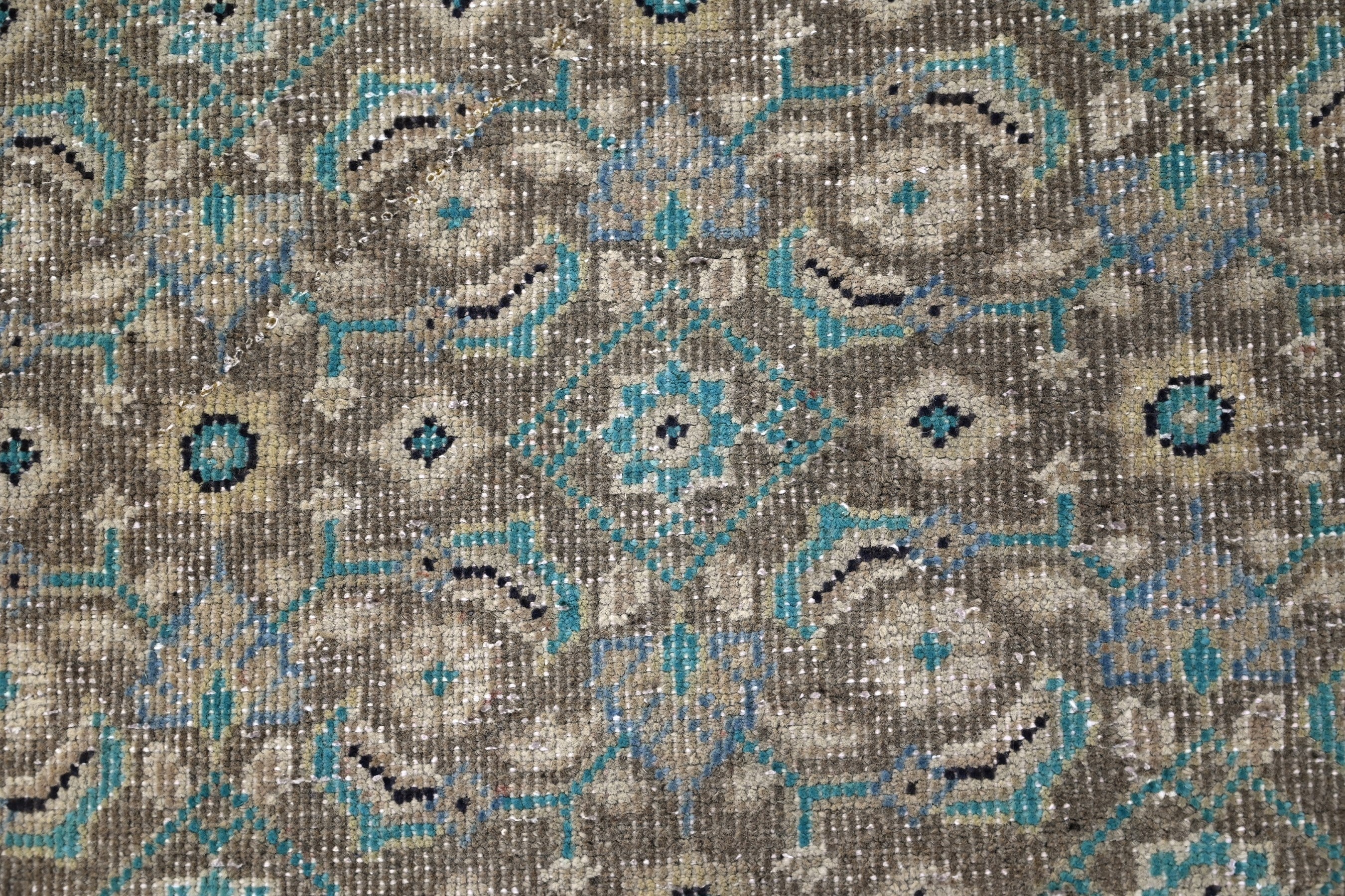 Persian Mahal runner rug in teal and rust, view 13 of 21