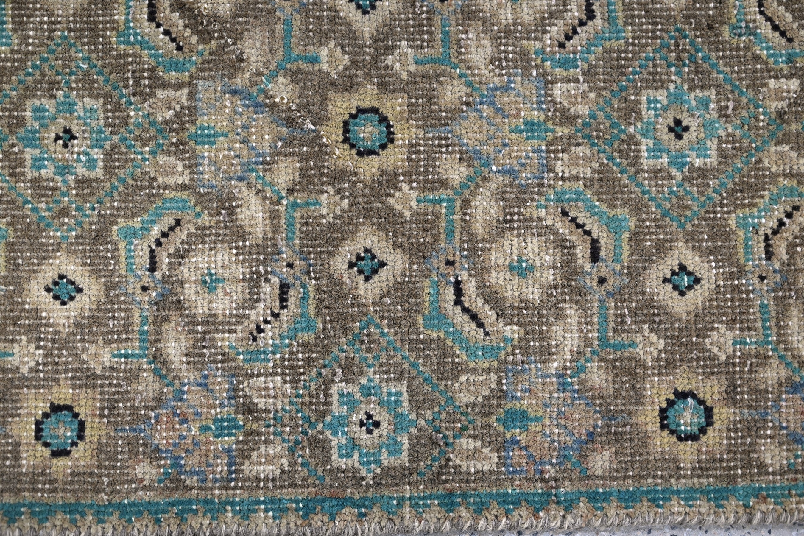 Persian Mahal runner rug in teal and rust, view 14 of 21