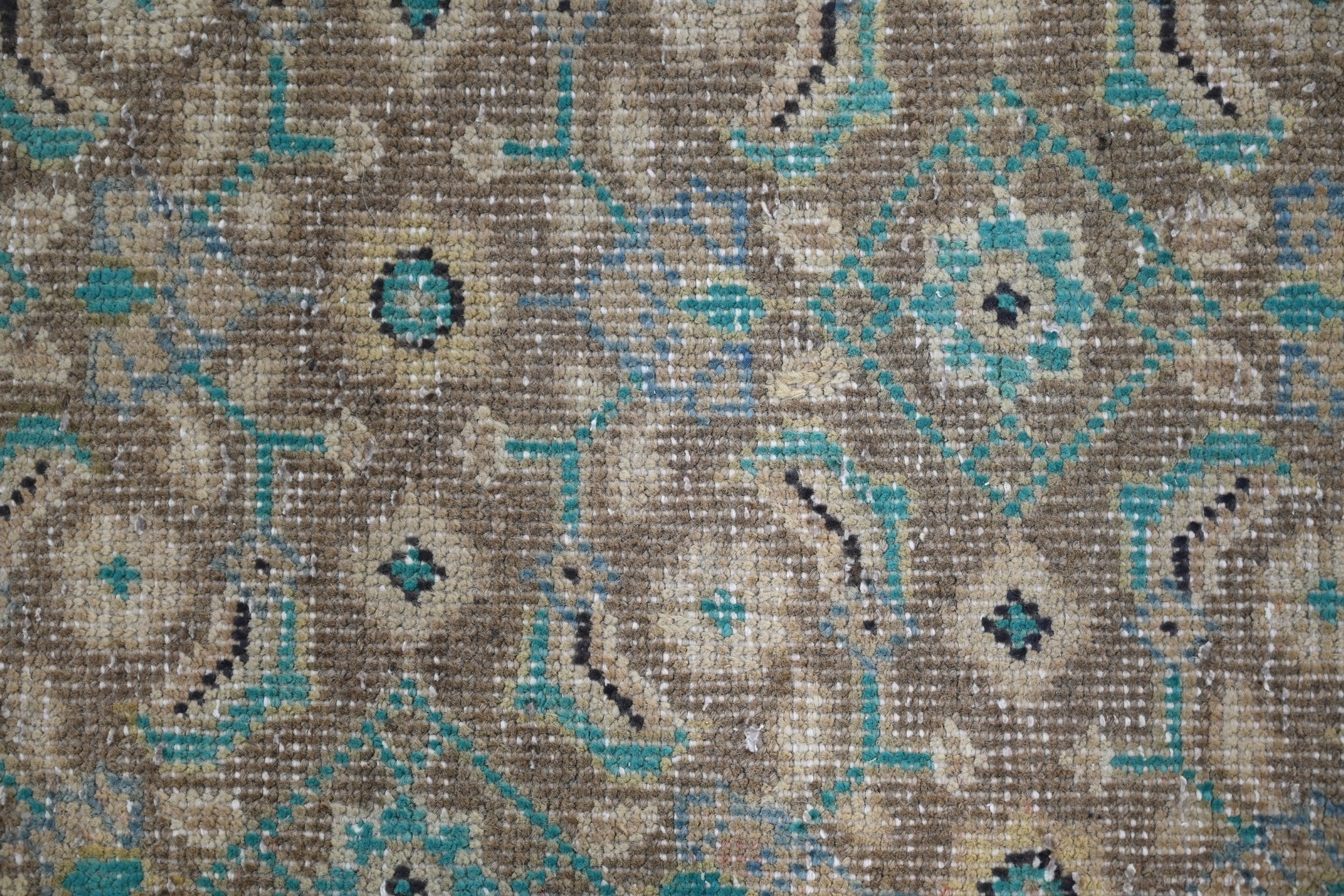 Persian Mahal runner rug in teal and rust, view 7 of 21