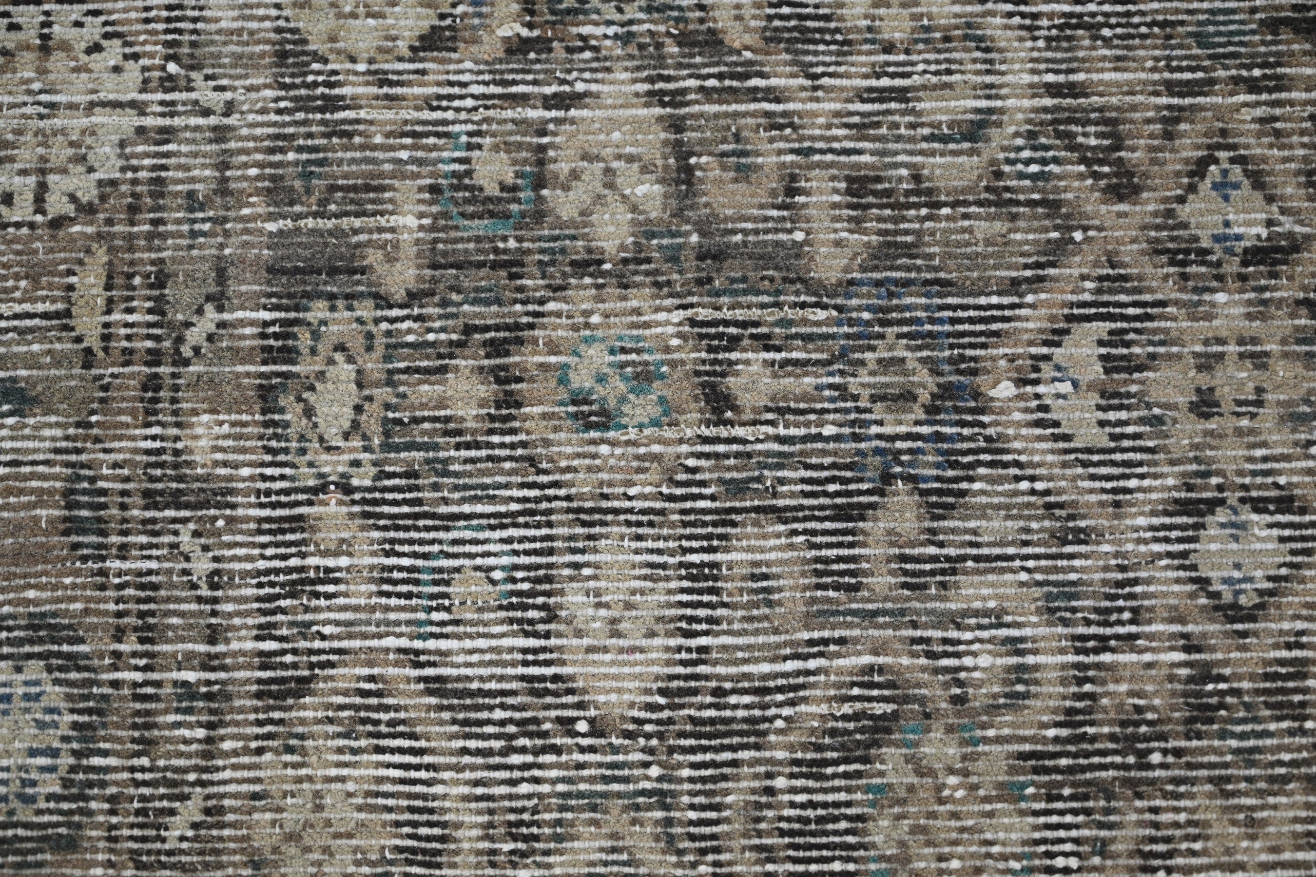 Persian Hamedan runner rug in charcoal and greige, view 12 of 19