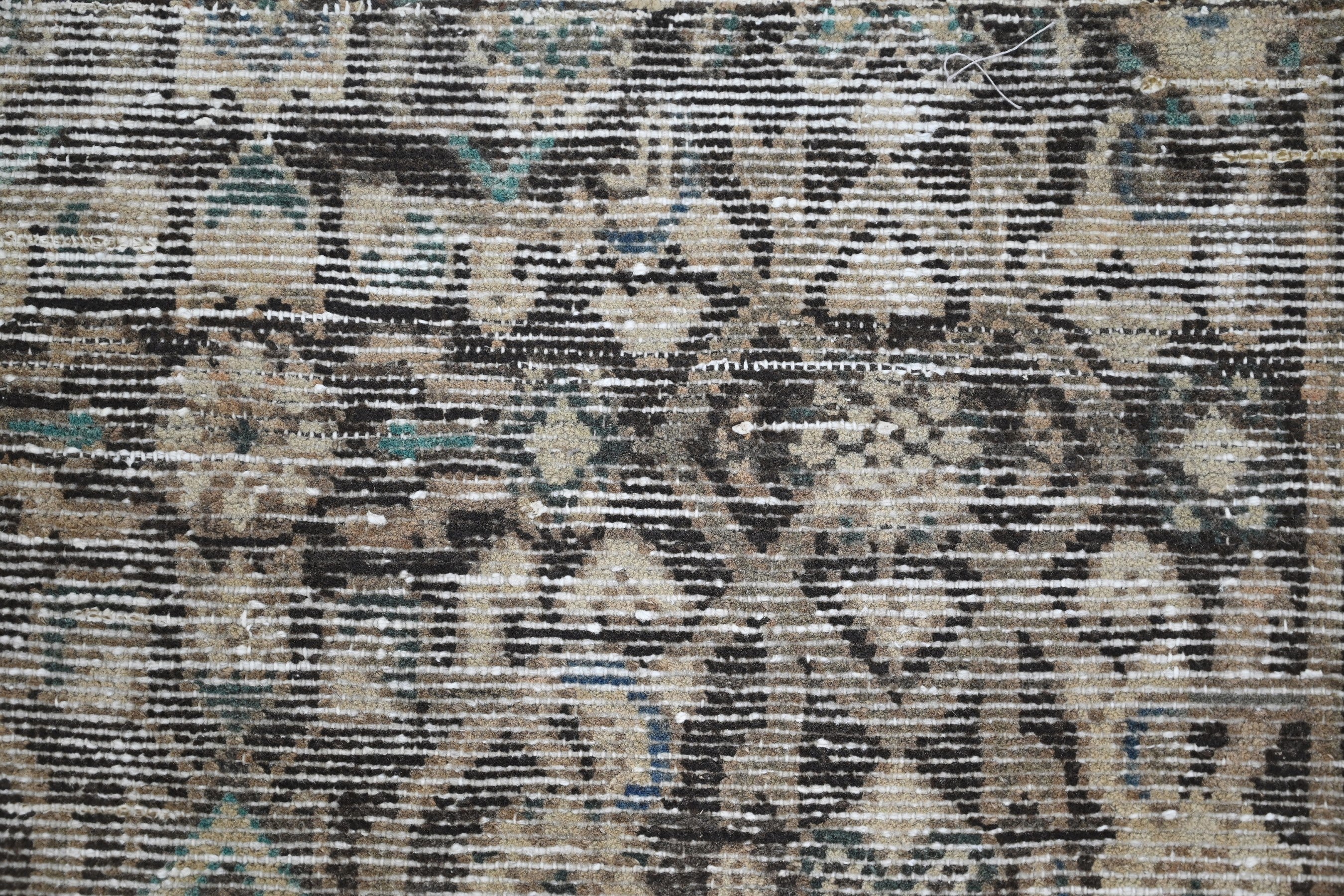 Persian Hamedan runner rug in charcoal and greige, view 13 of 19