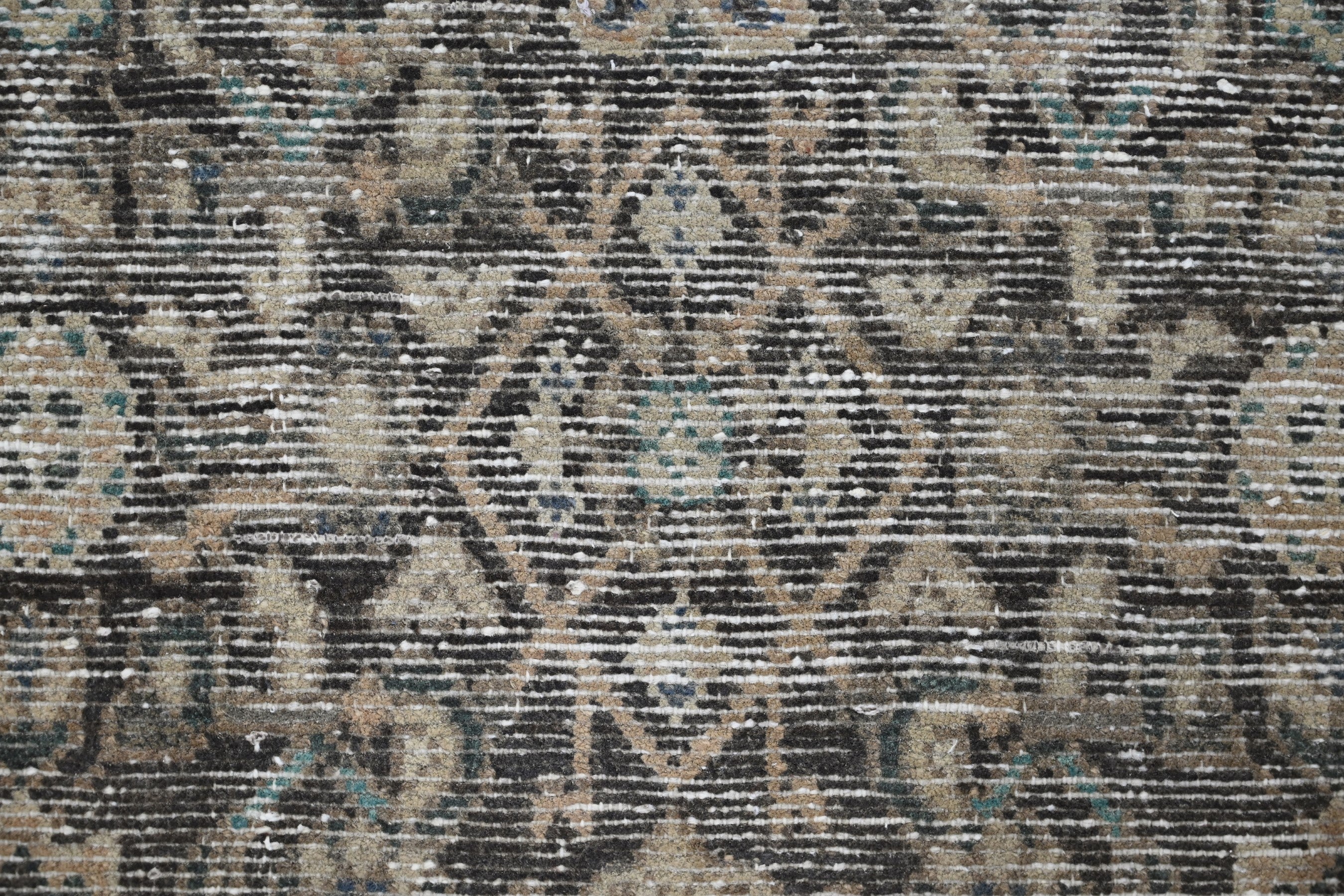 Persian Hamedan runner rug in charcoal and greige, view 14 of 19