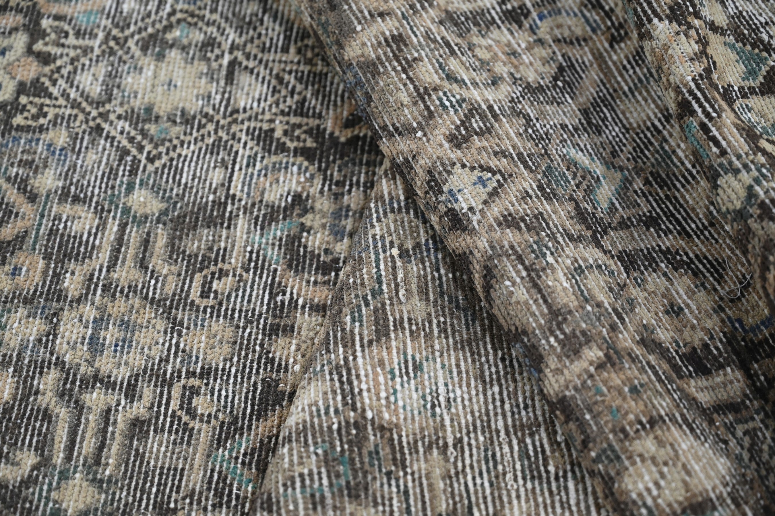 Persian Hamedan runner rug in charcoal and greige, view 15 of 19