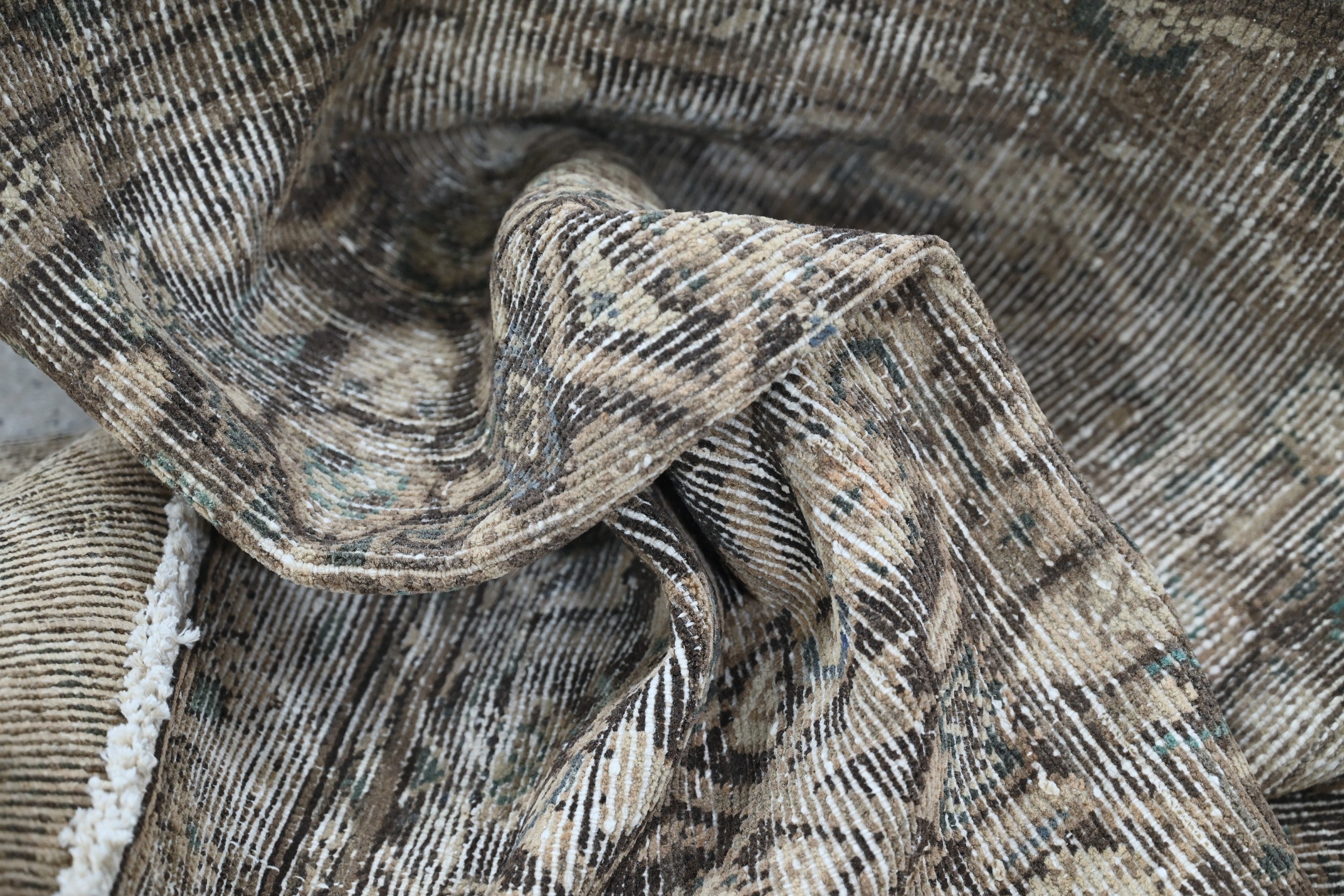 Persian Hamedan runner rug in charcoal and greige, view 16 of 19