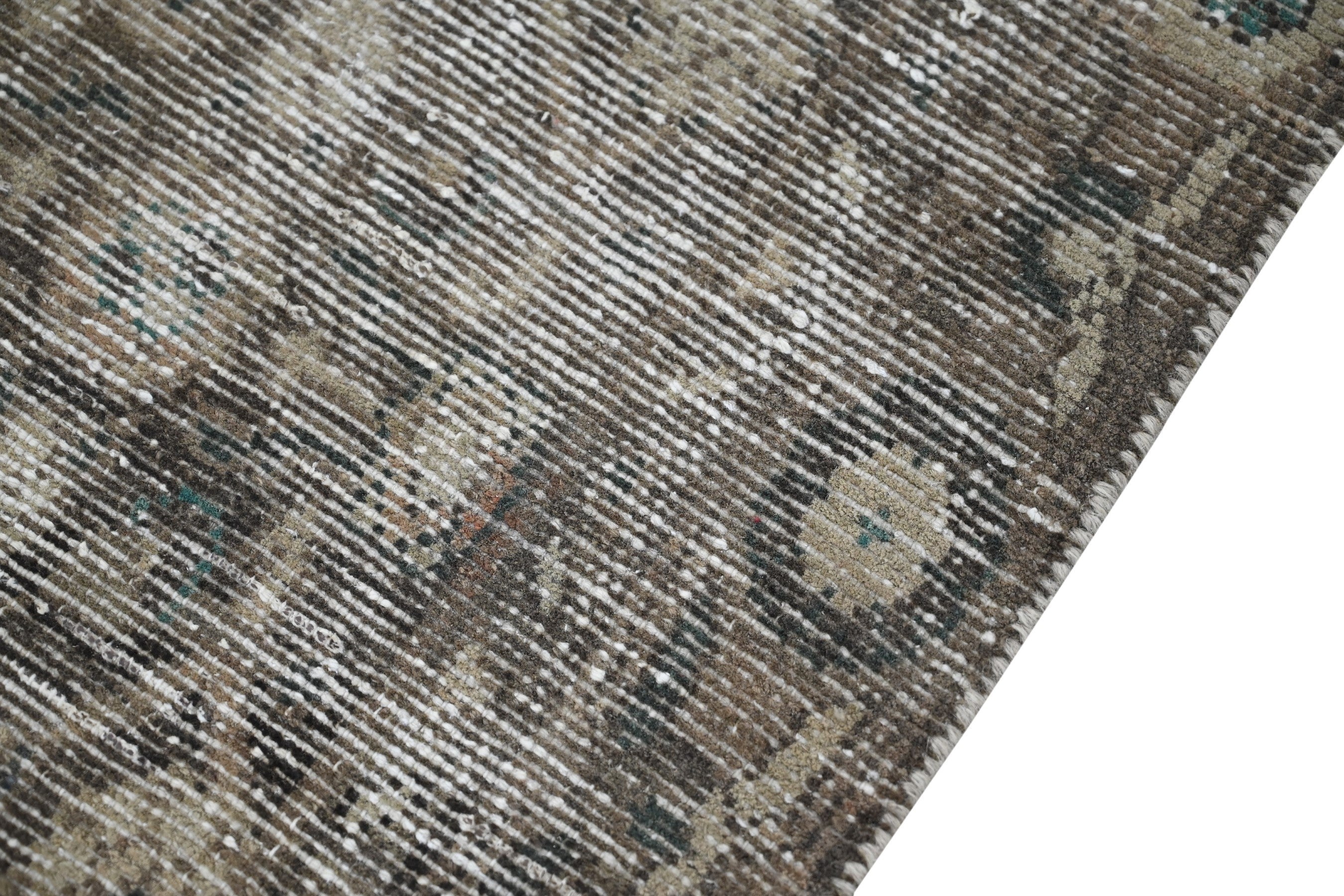 Persian Hamedan runner rug in charcoal and greige, view 6 of 19