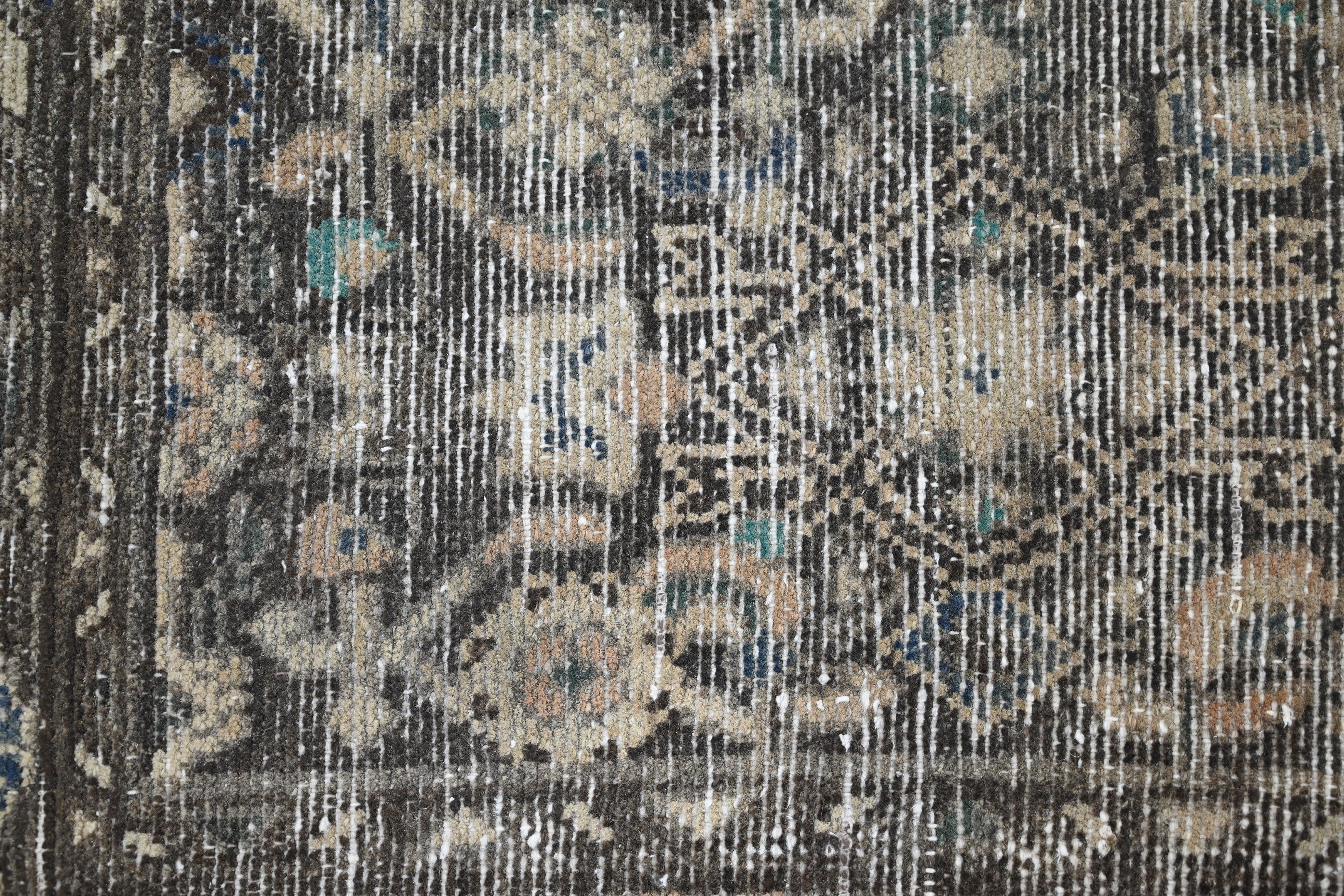 Persian Hamedan runner rug in charcoal and greige, view 8 of 19