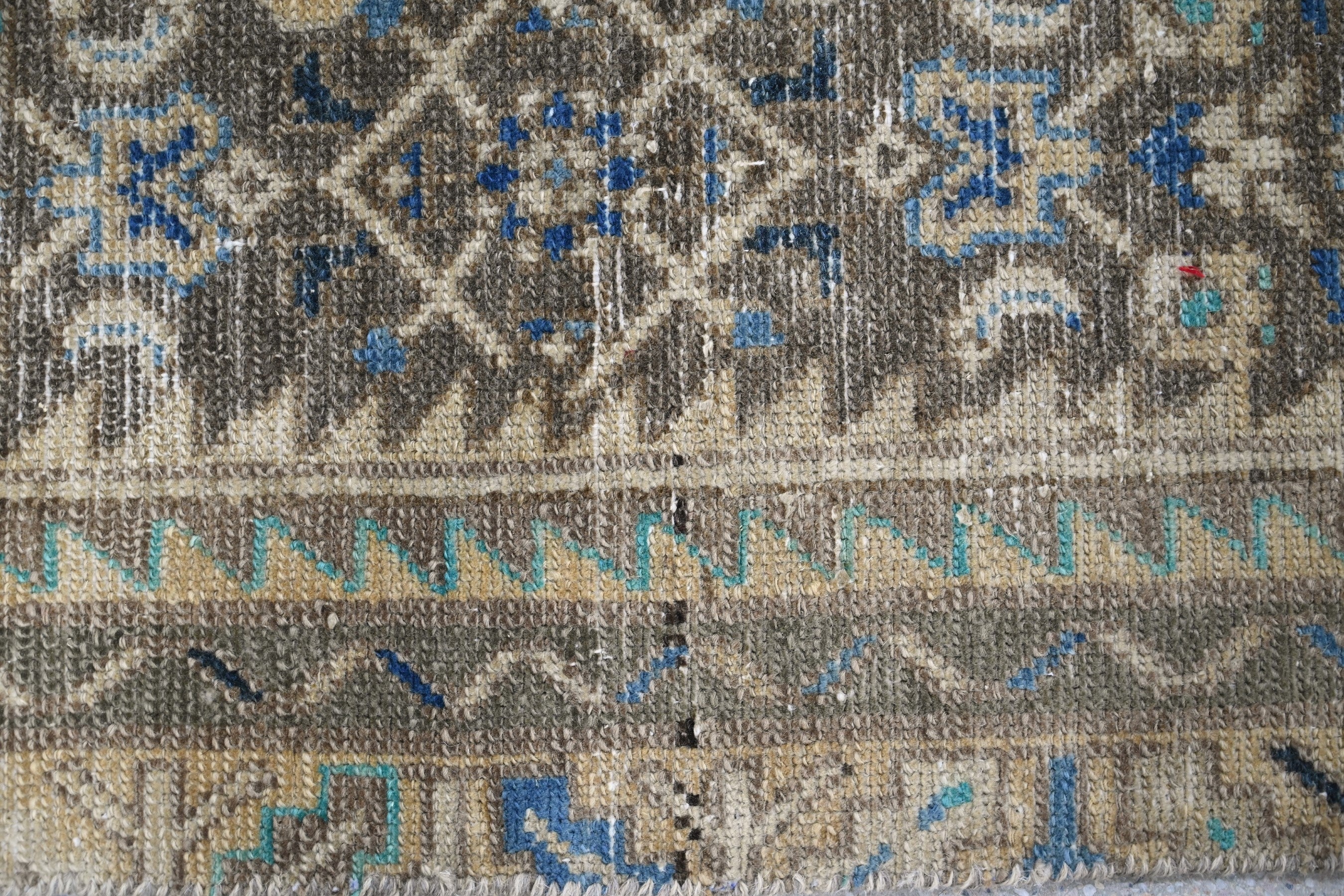 Persian Hamedan runner rug in charcoal and antique gold, view 9 of 20