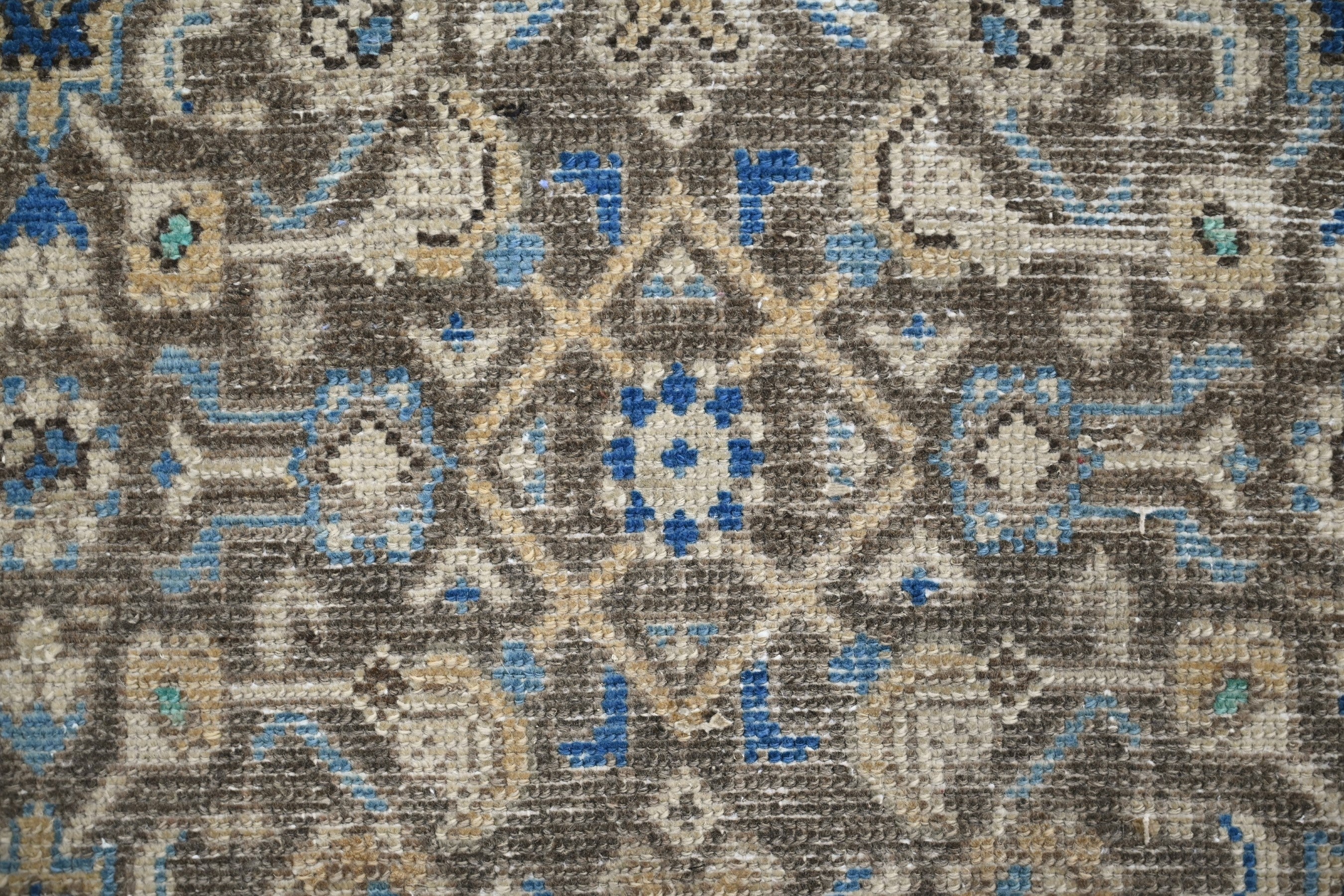 Persian Hamedan runner rug in charcoal and antique gold, view 11 of 20