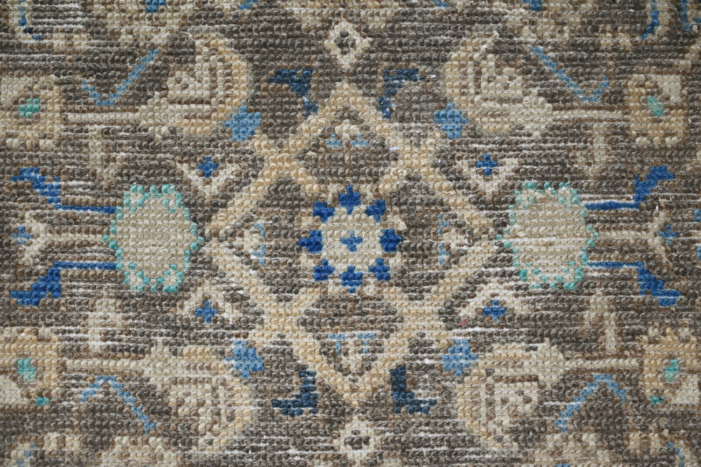 Persian Hamedan runner rug in charcoal and antique gold, view 14 of 20