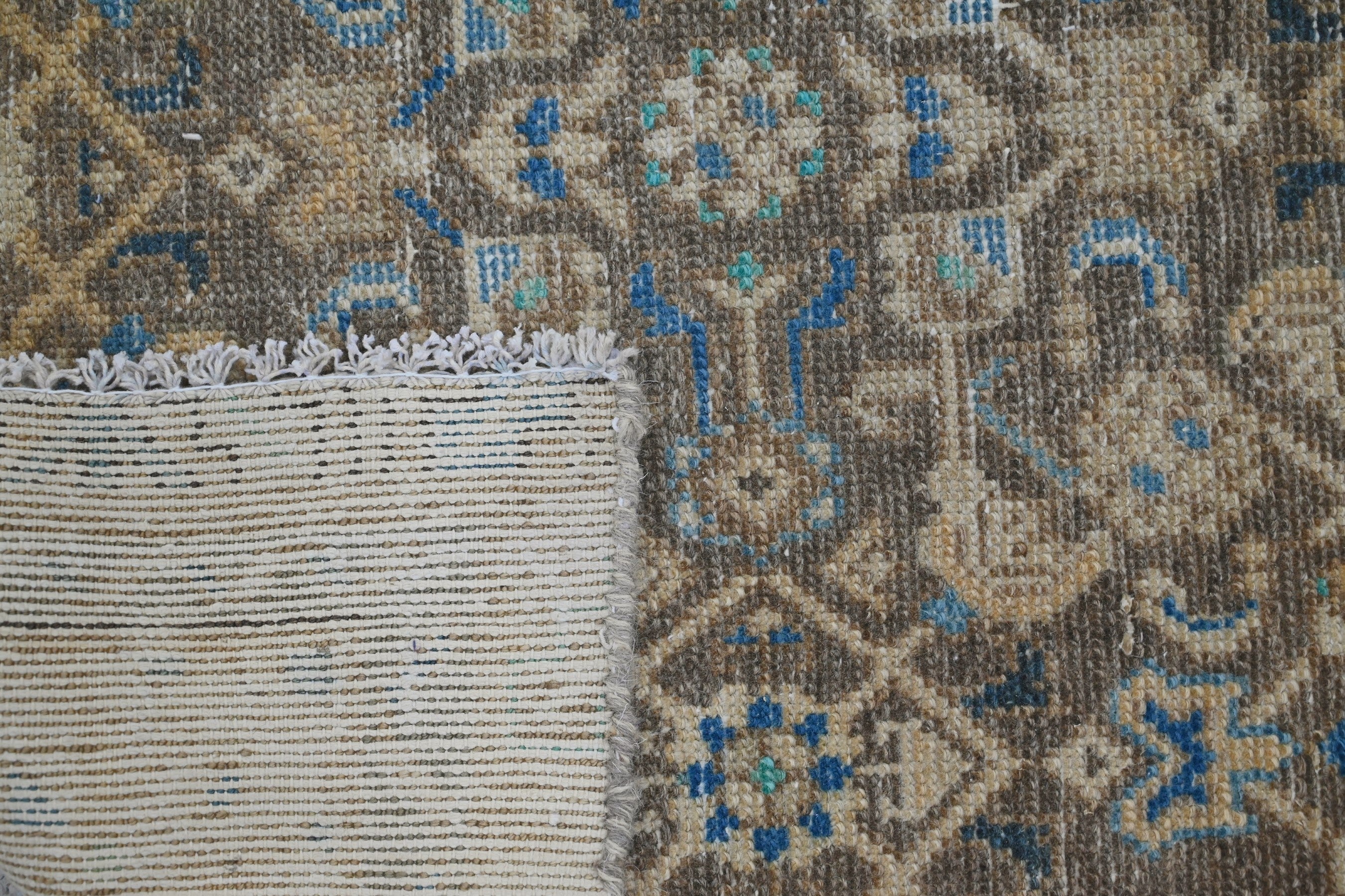 Persian Hamedan runner rug in charcoal and antique gold, view 20 of 20