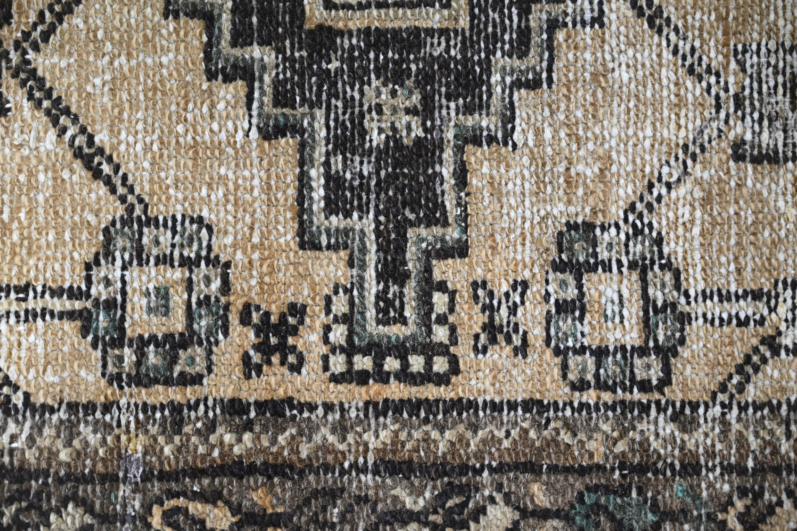 Persian Ferdos runner rug in cream and charcoal, view 9 of 17