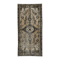 Persian Ferdos runner rug in cream and charcoal, 2'11" x 6'1"