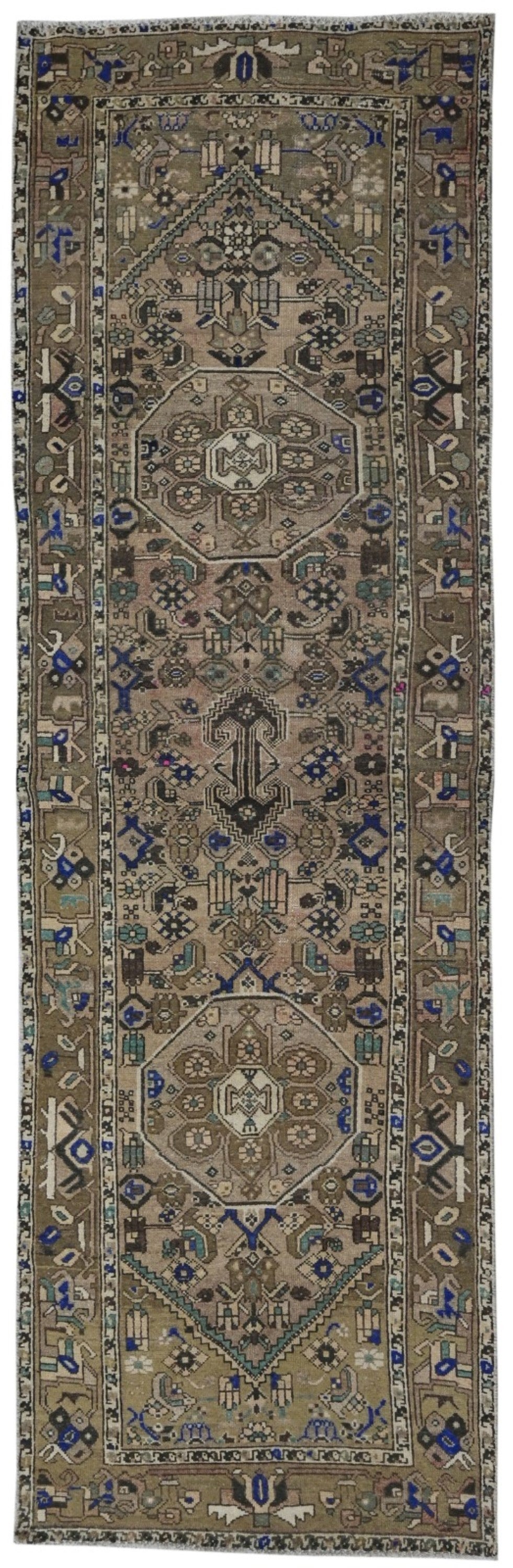 Persian Shiraz runner rug in brown, view 2 of 20