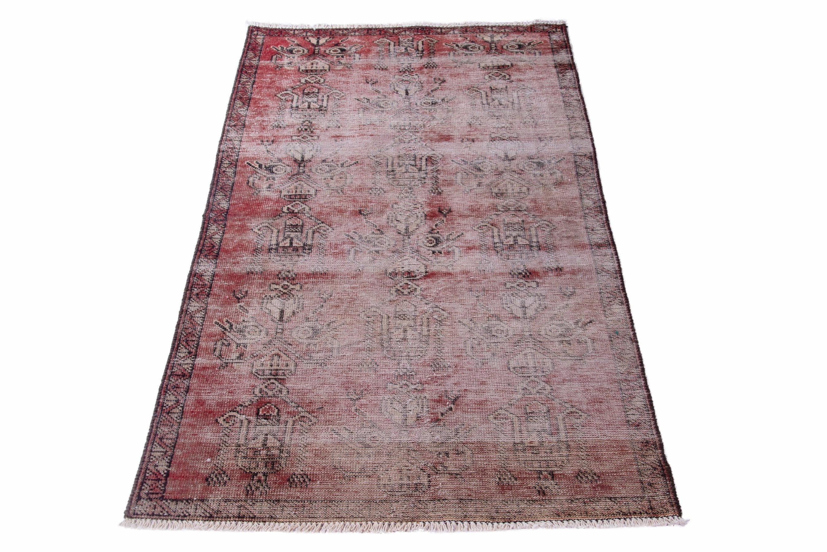 Persian Ferdos accent rug in greige and faded red, view 2 of 13