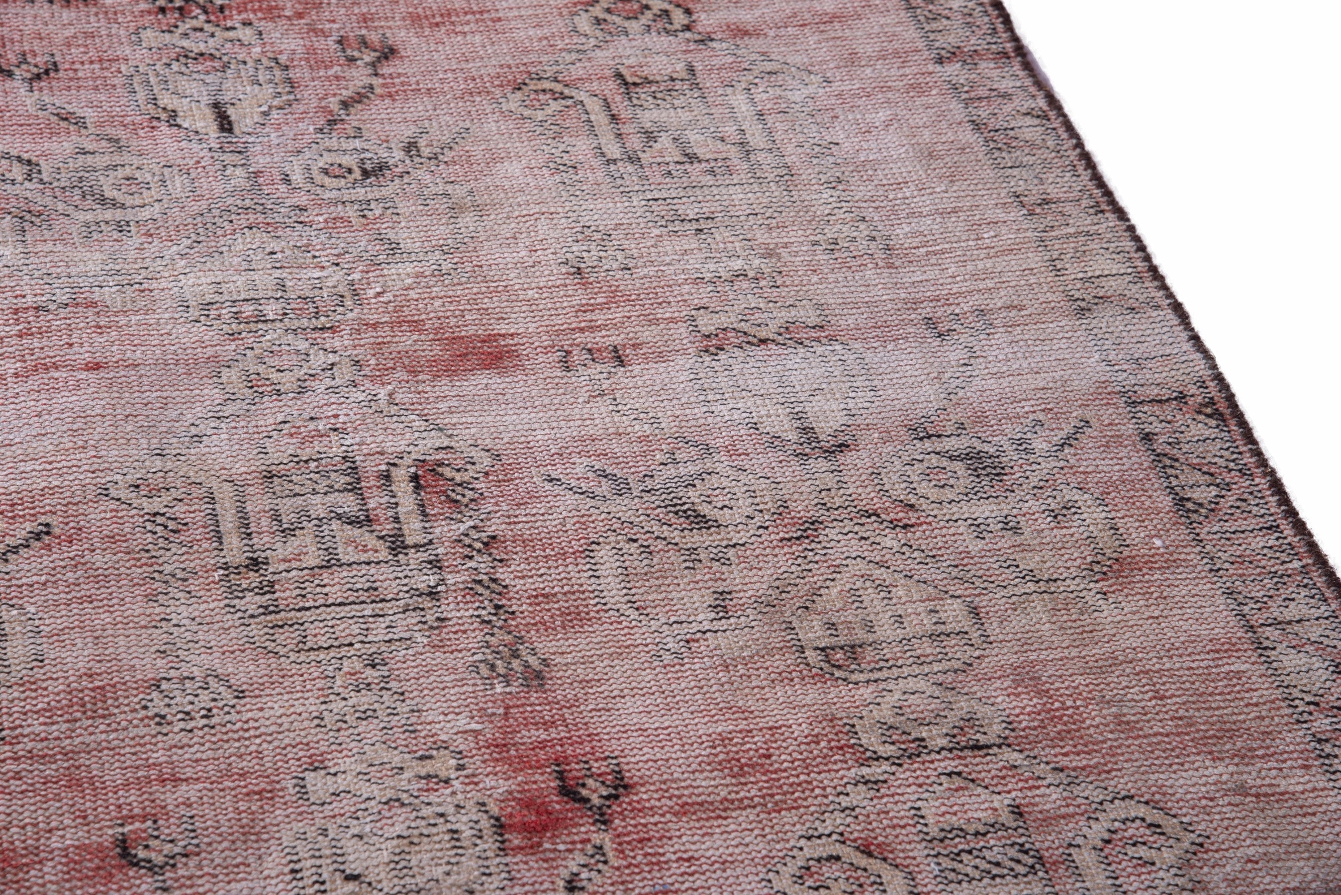 Persian Ferdos accent rug in greige and faded red, view 7 of 13