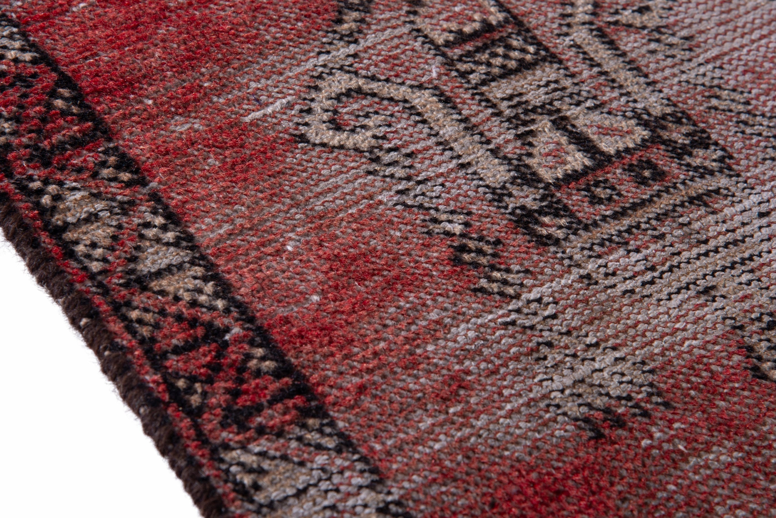 Persian Ferdos accent rug in greige and faded red, view 8 of 13