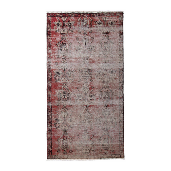 Persian Ferdos accent rug in greige and faded red, 2'11" x 5'9"