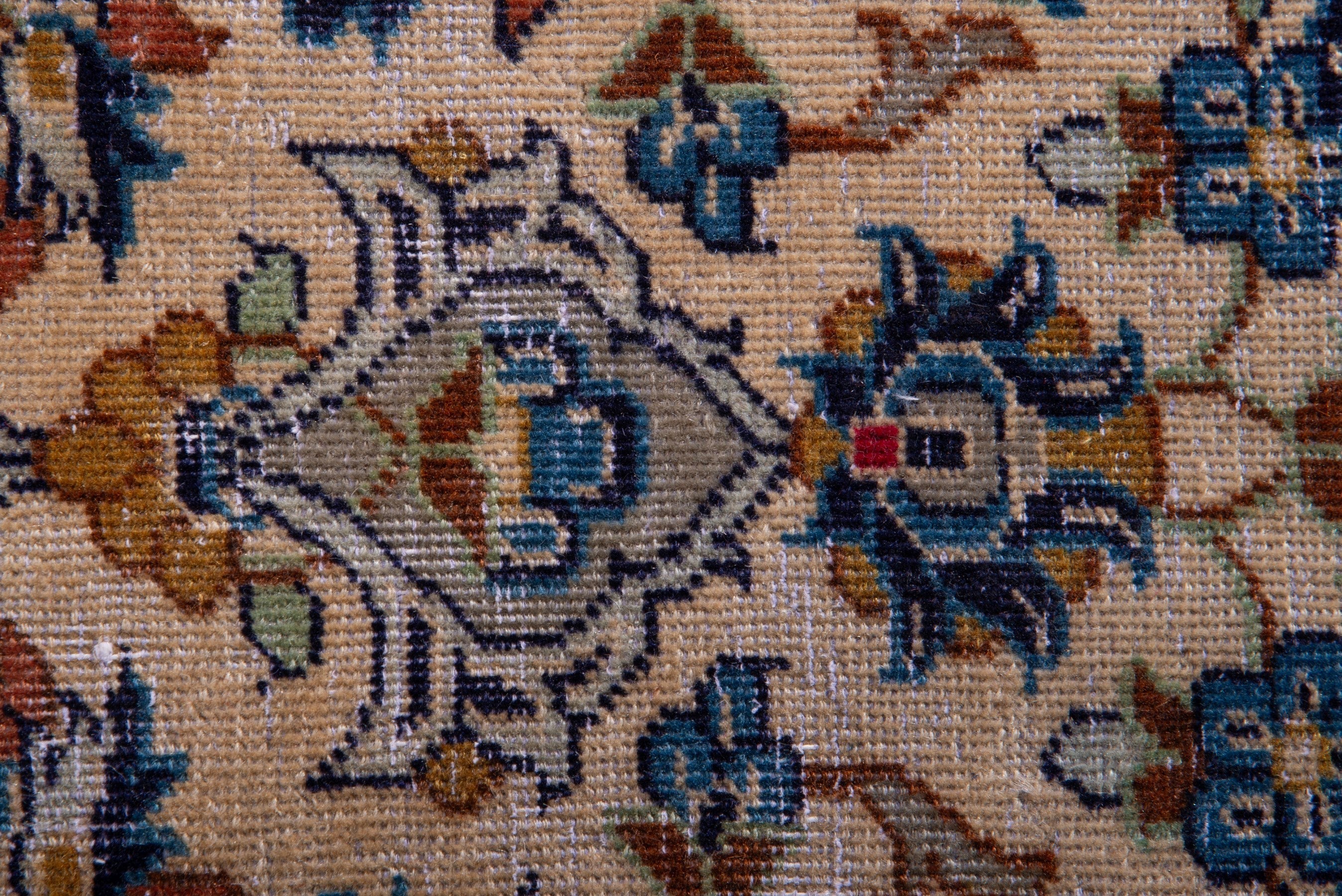 Persian Kashan accent rug in cream and denim, view 10 of 14