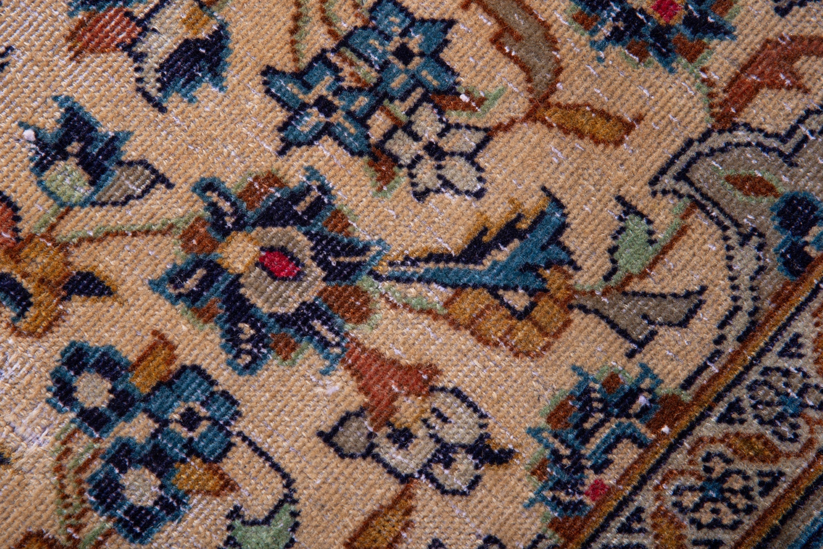 Persian Kashan accent rug in cream and denim, view 11 of 14