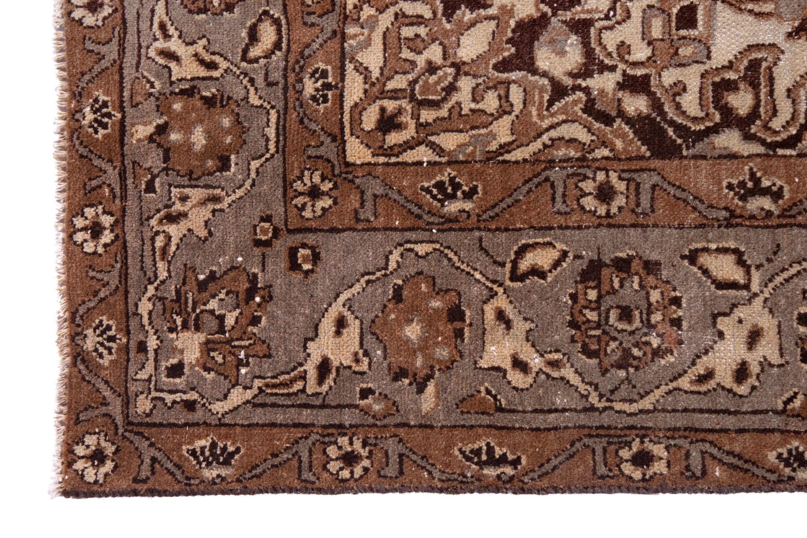 Persian Kashan area rug in ivory and rust, view 5 of 14