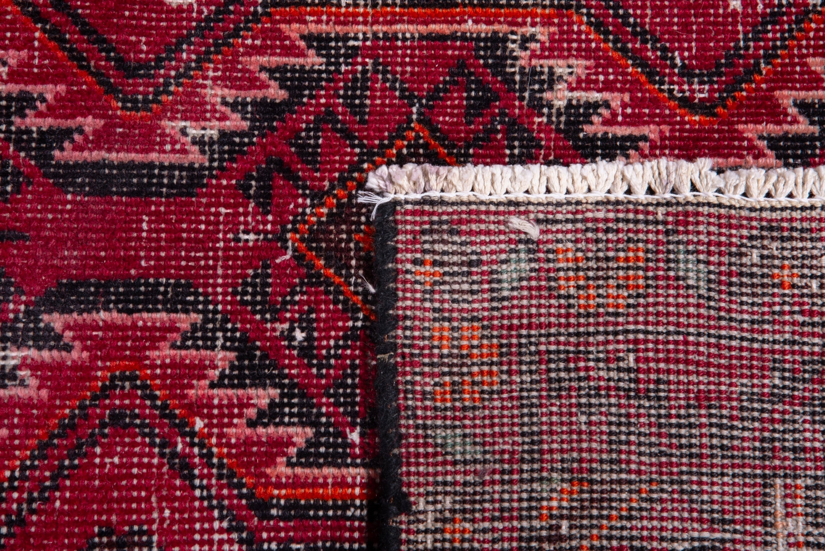 Persian Baluch runner rug in deep red and burgundy, view 14 of 14