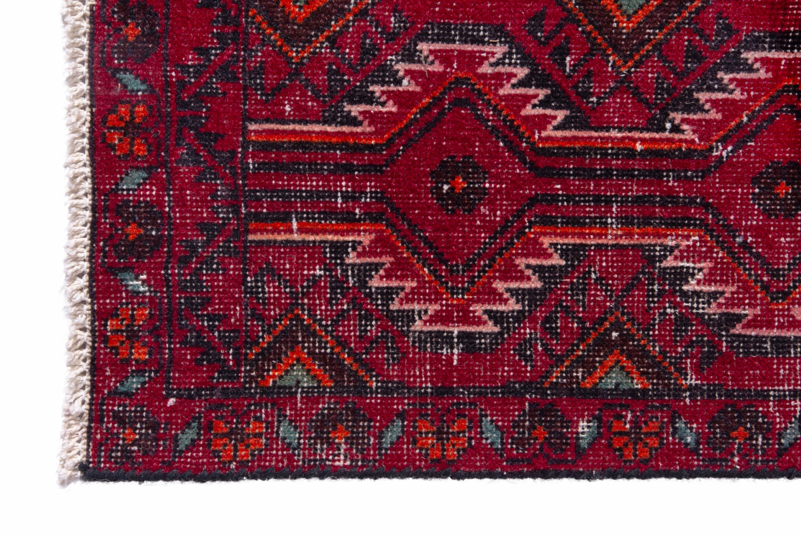 Persian Baluch runner rug in deep red and burgundy, view 5 of 14