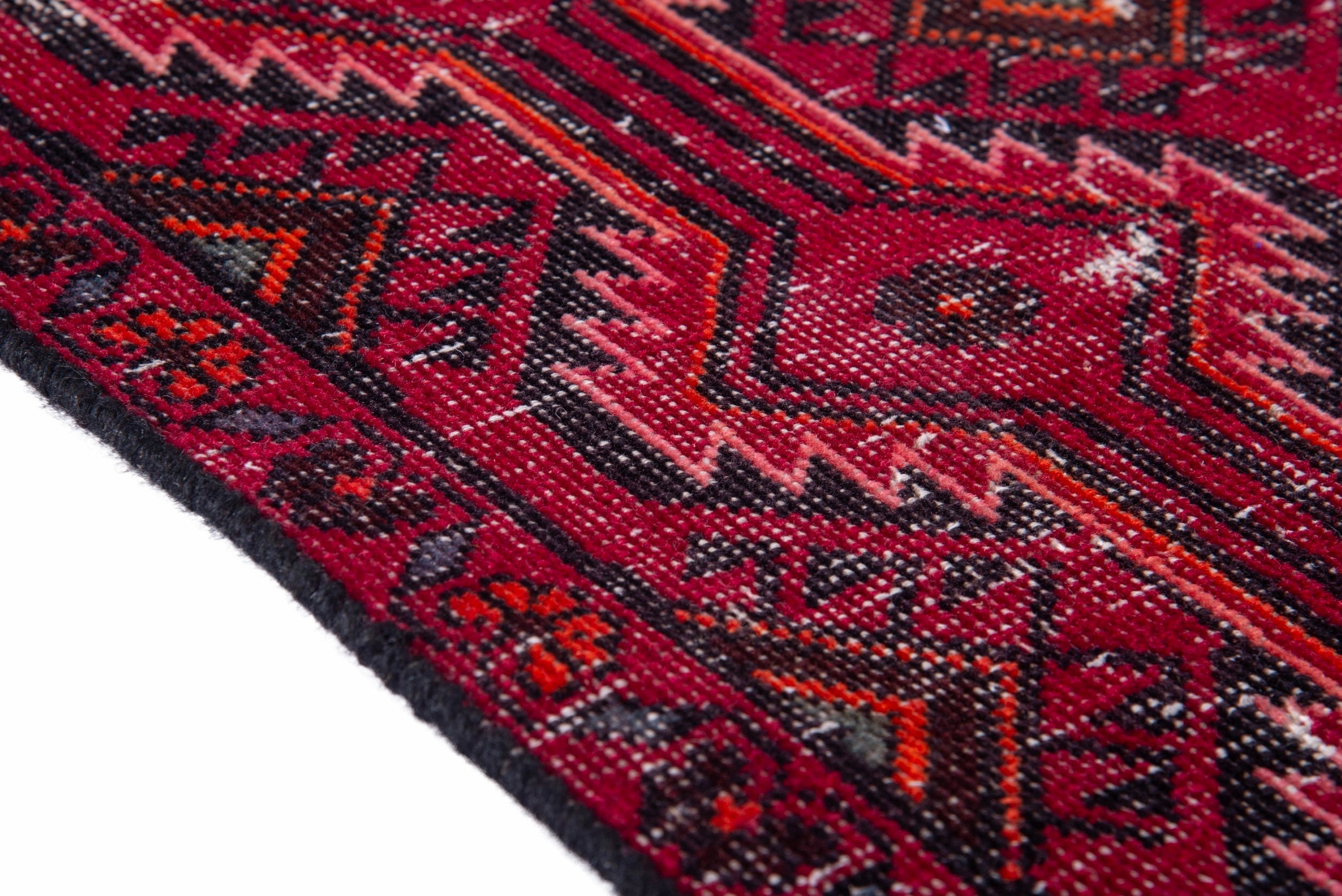 Persian Baluch runner rug in deep red and burgundy, view 8 of 14