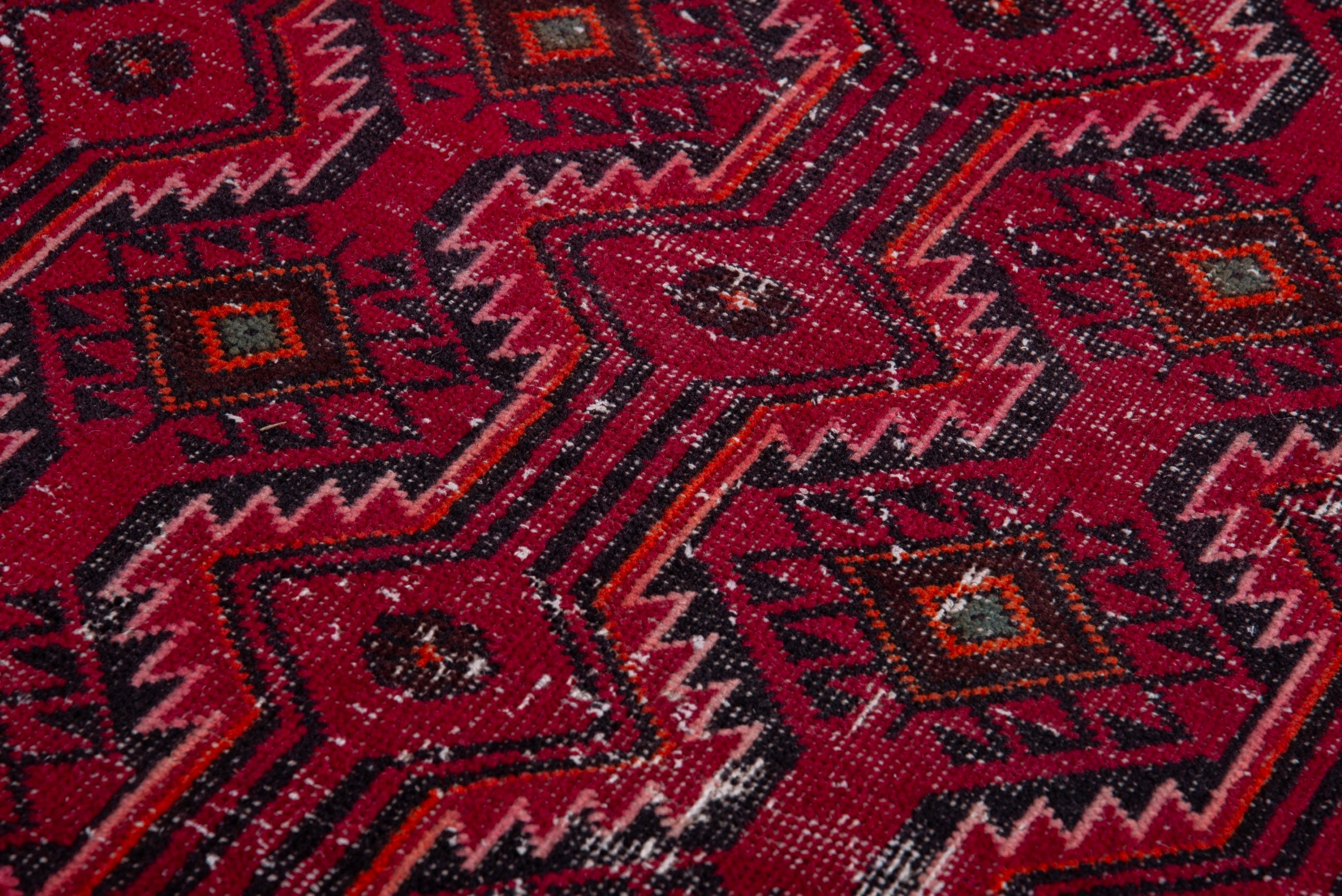 Persian Baluch runner rug in deep red and burgundy, view 9 of 14
