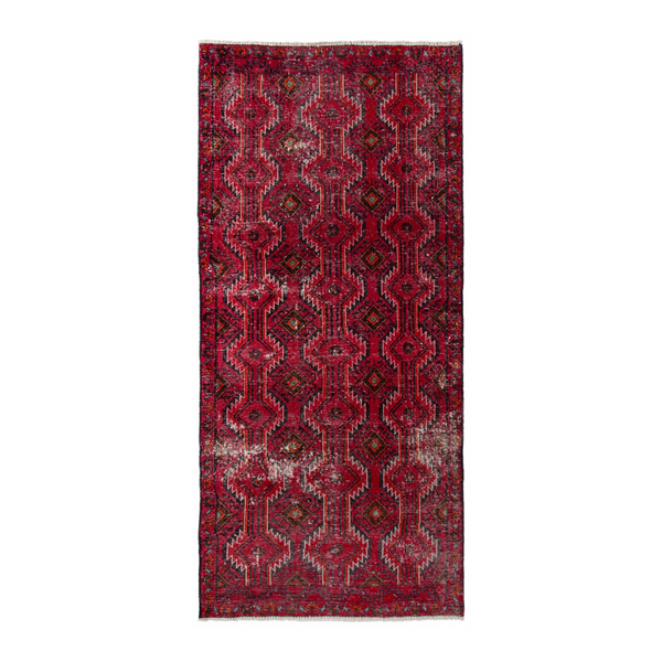Persian Baluch runner rug in deep red and burgundy, 2'11" x 6'5"